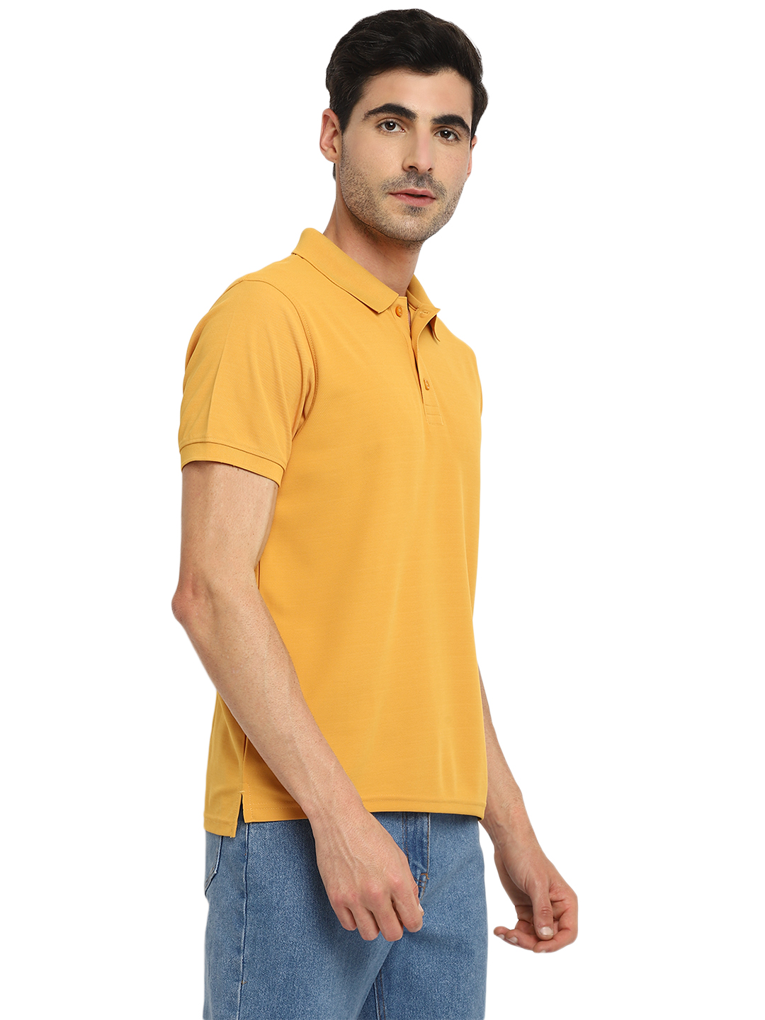 T-Shirts / Polo Collar / Honeycomb / Mustard Yellow - 4