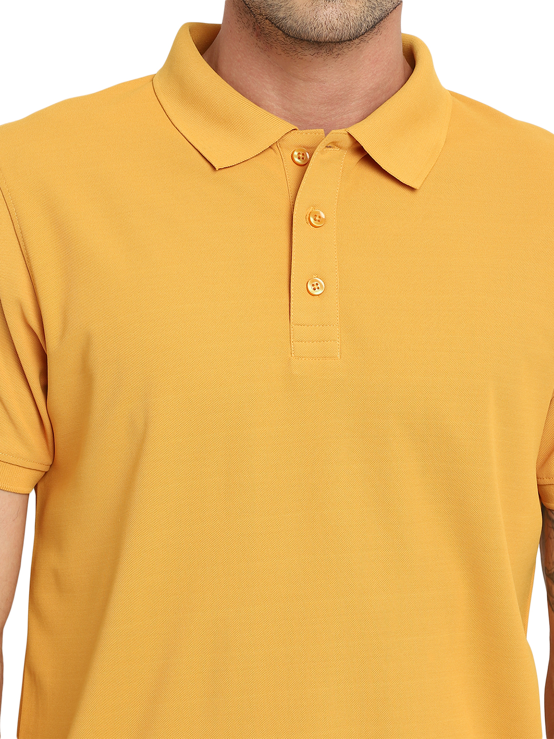 T-Shirts / Polo Collar / Honeycomb / Mustard Yellow - 5