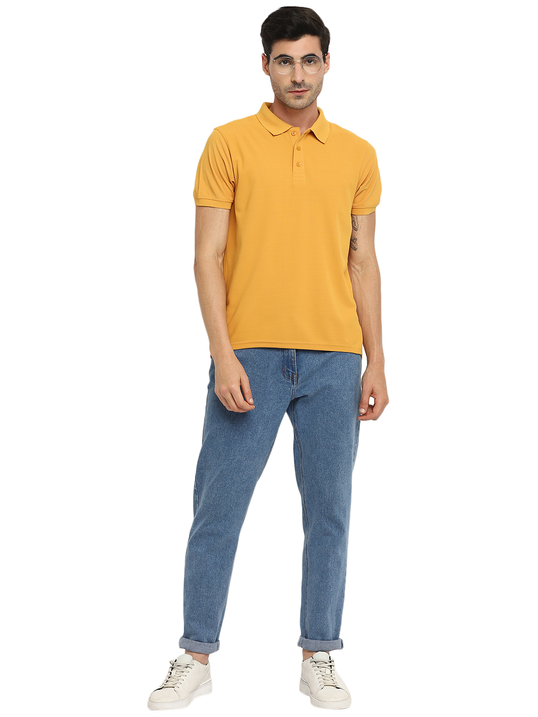 T-Shirts / Polo Collar / Honeycomb / Mustard Yellow - 7