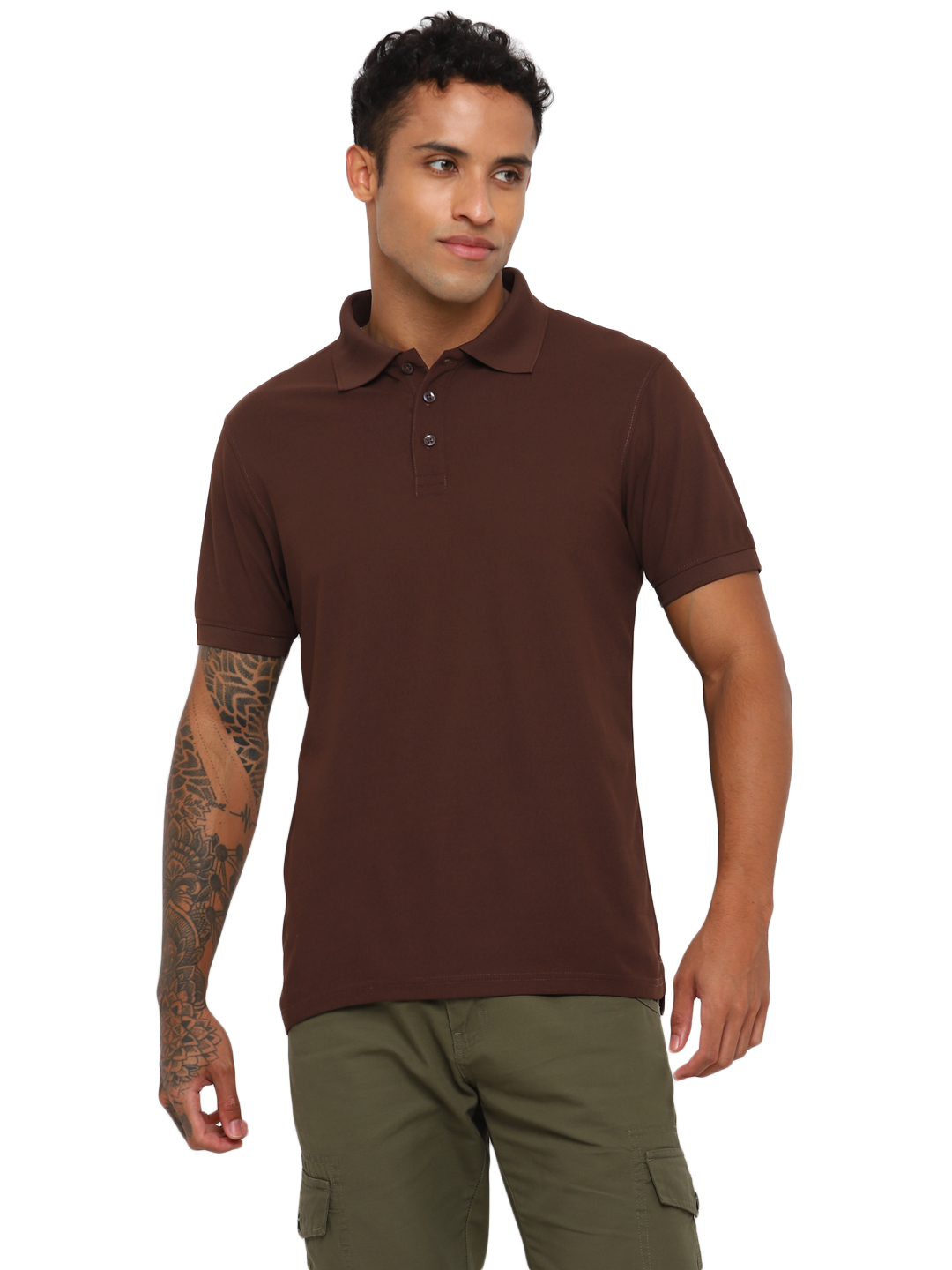 T-Shirts / Polo Collar / Honeycomb / Dark Brown