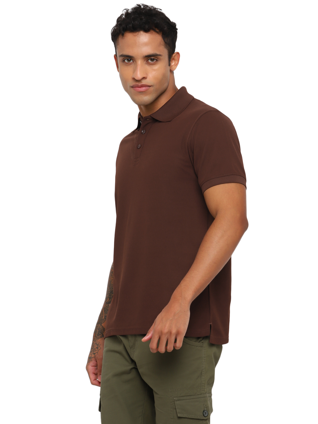 T-Shirts / Polo Collar / Honeycomb / Dark Brown - 3