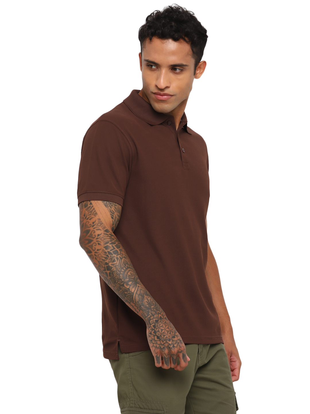 T-Shirts / Polo Collar / Honeycomb / Dark Brown - 4