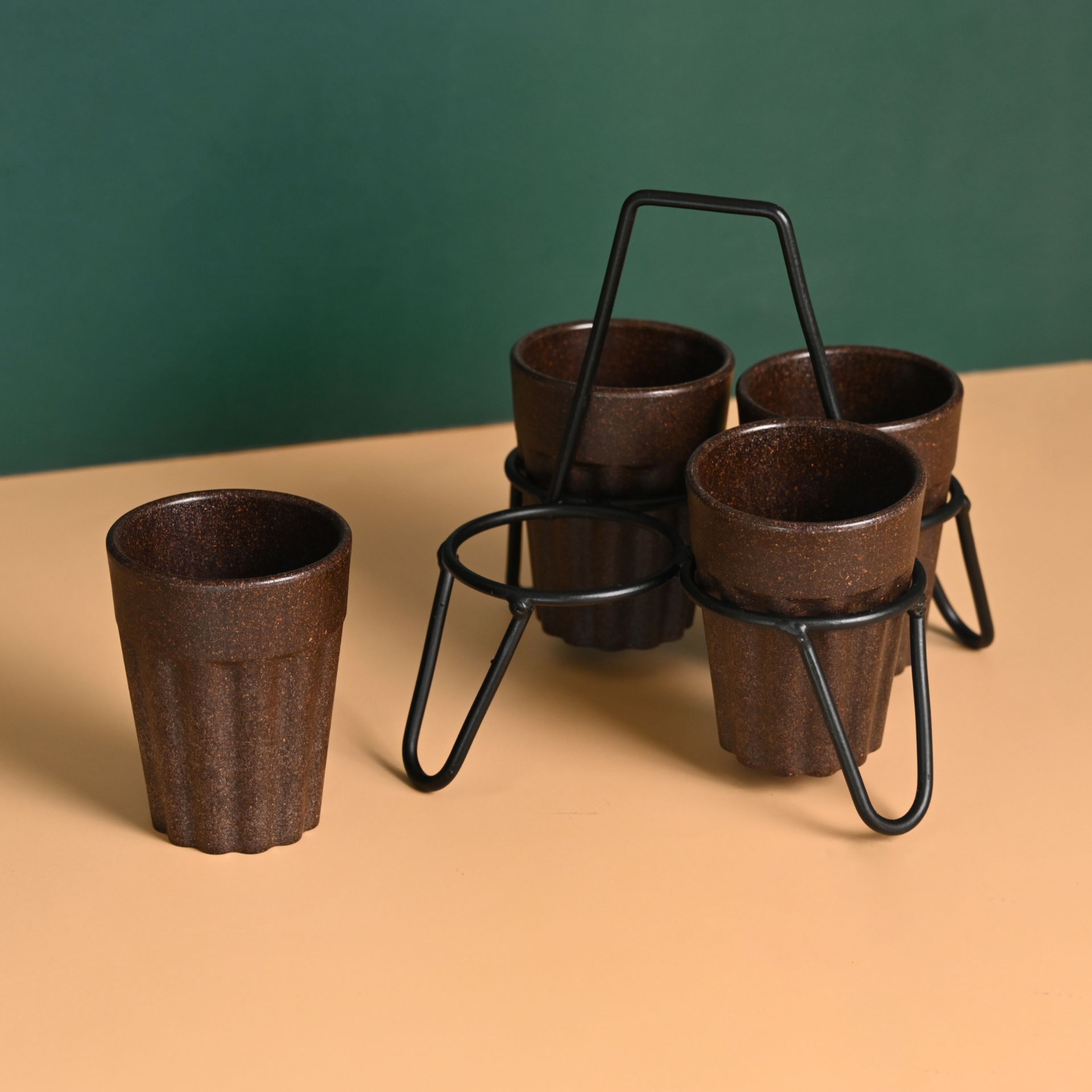 Cutting Chai Cups With Stand 100 ml | Set of 4 - 5