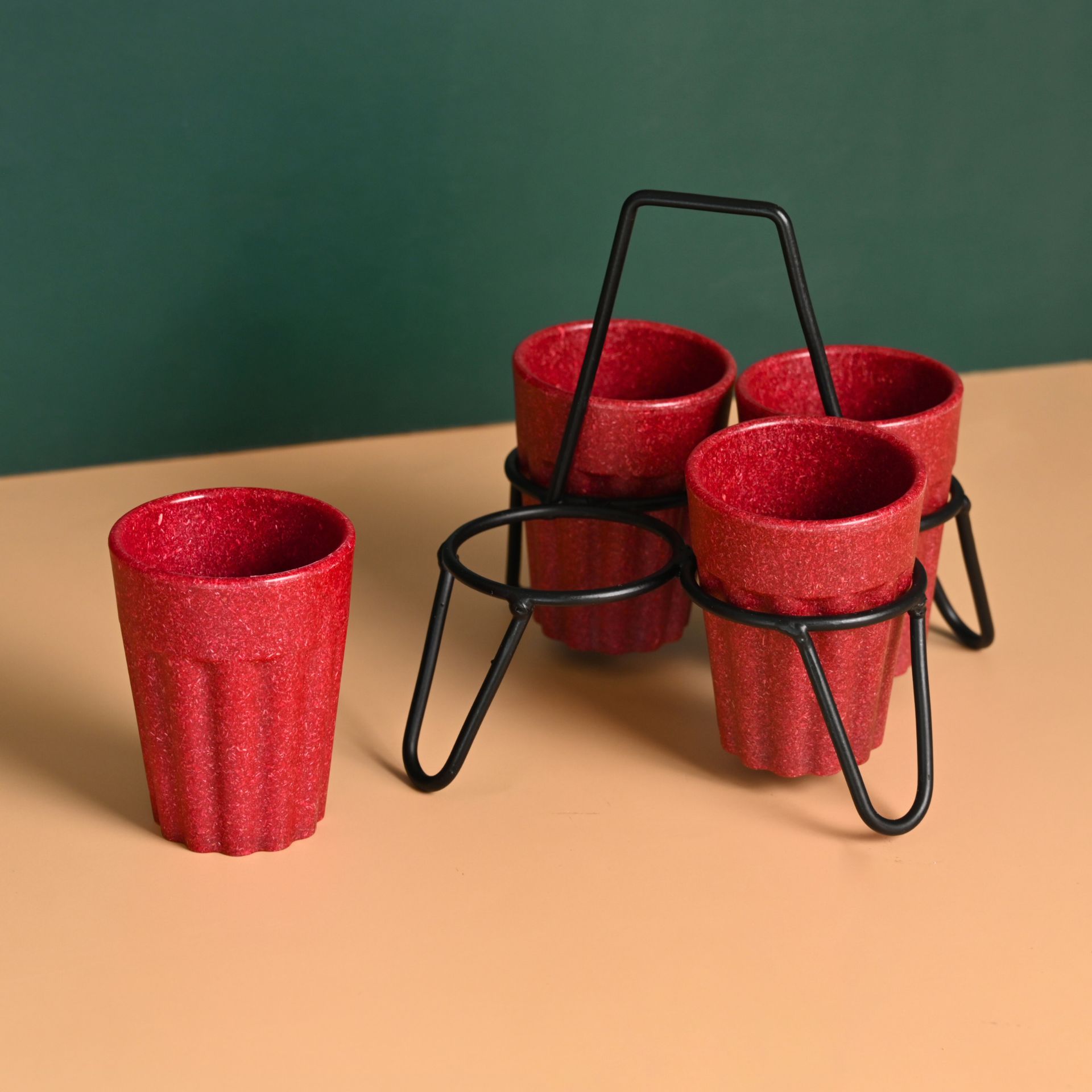Cutting Chai Cups With Stand 100 ml | Set of 4 - 6