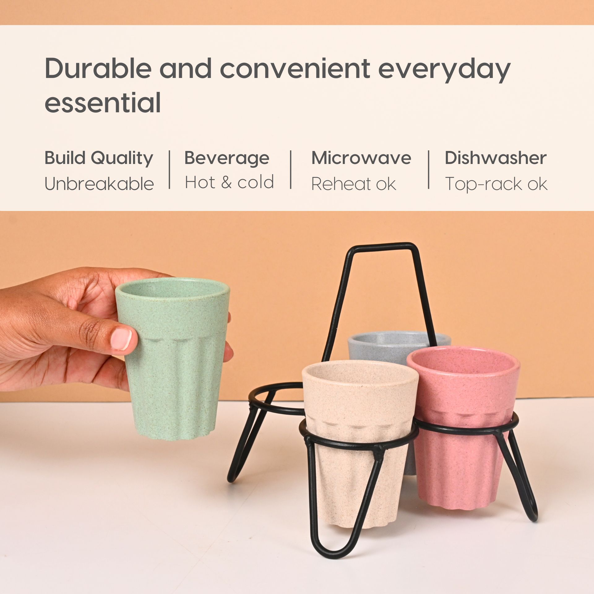 Cutting Chai Cups With Stand 100 ml | Set of 4 - 12