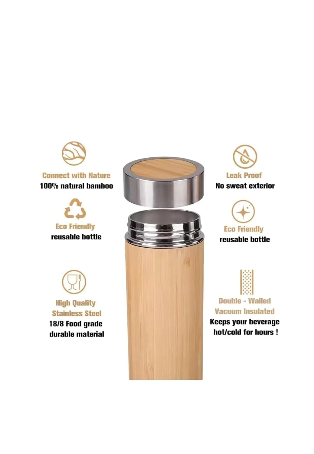 Eco-Friendly Bamboo Water Bottle (550ml) - 3