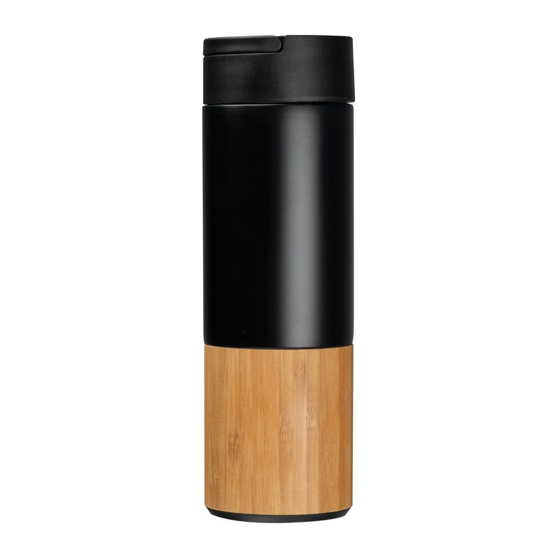 Stainless Steel Insulated Bottle with outer Bamboo Lining (500ml) - 4