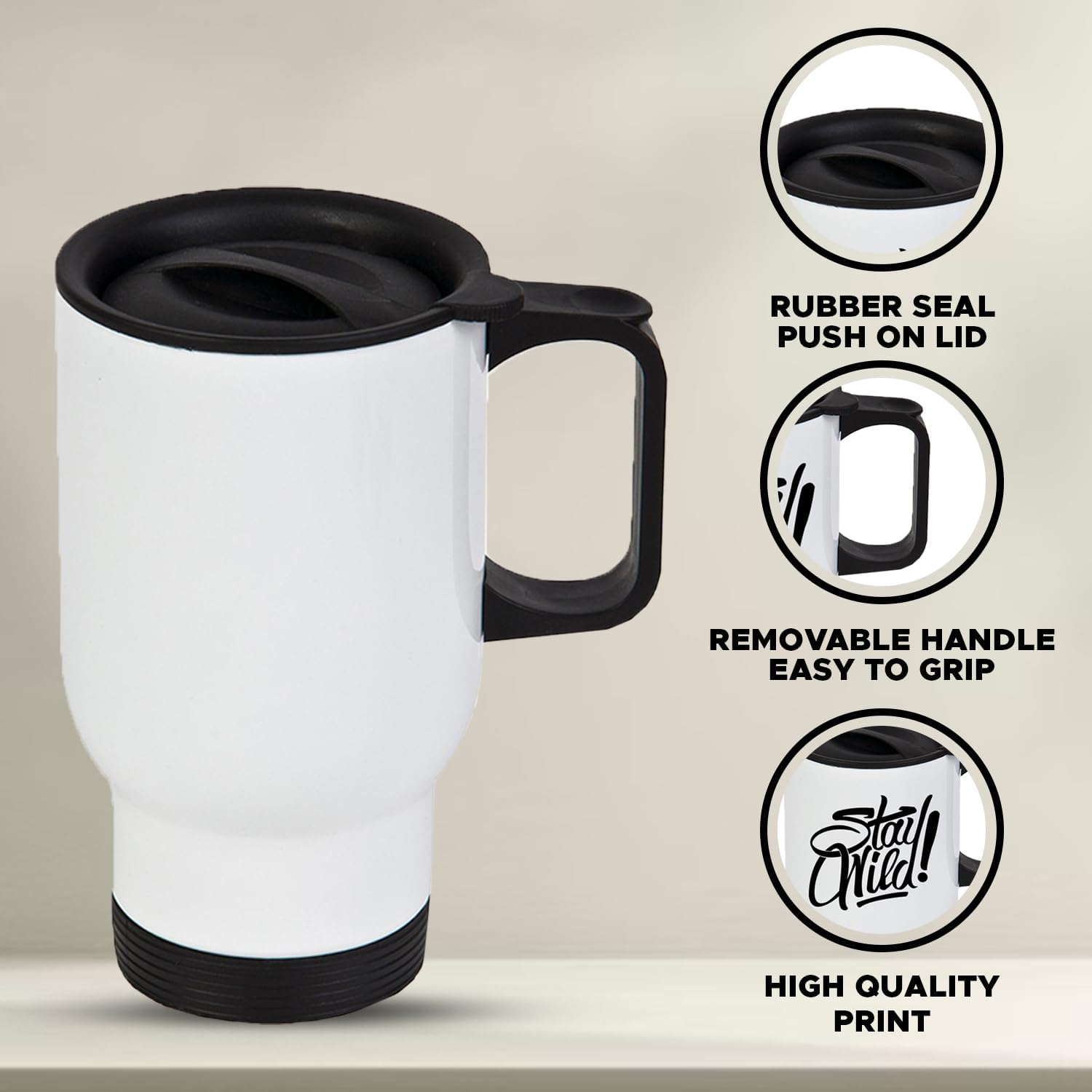 Double Wall Vacuum Insulated Sublimation Travel / Car Mug (400ml) - 4