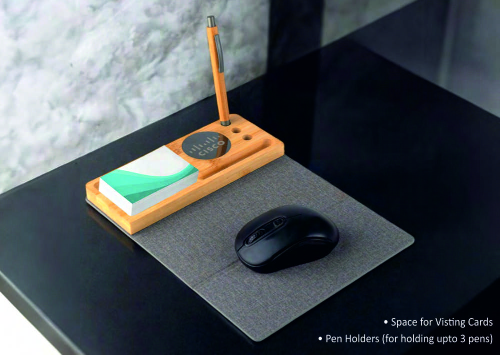 Foldable Mouse Pad with Bamboo Desk Organizer