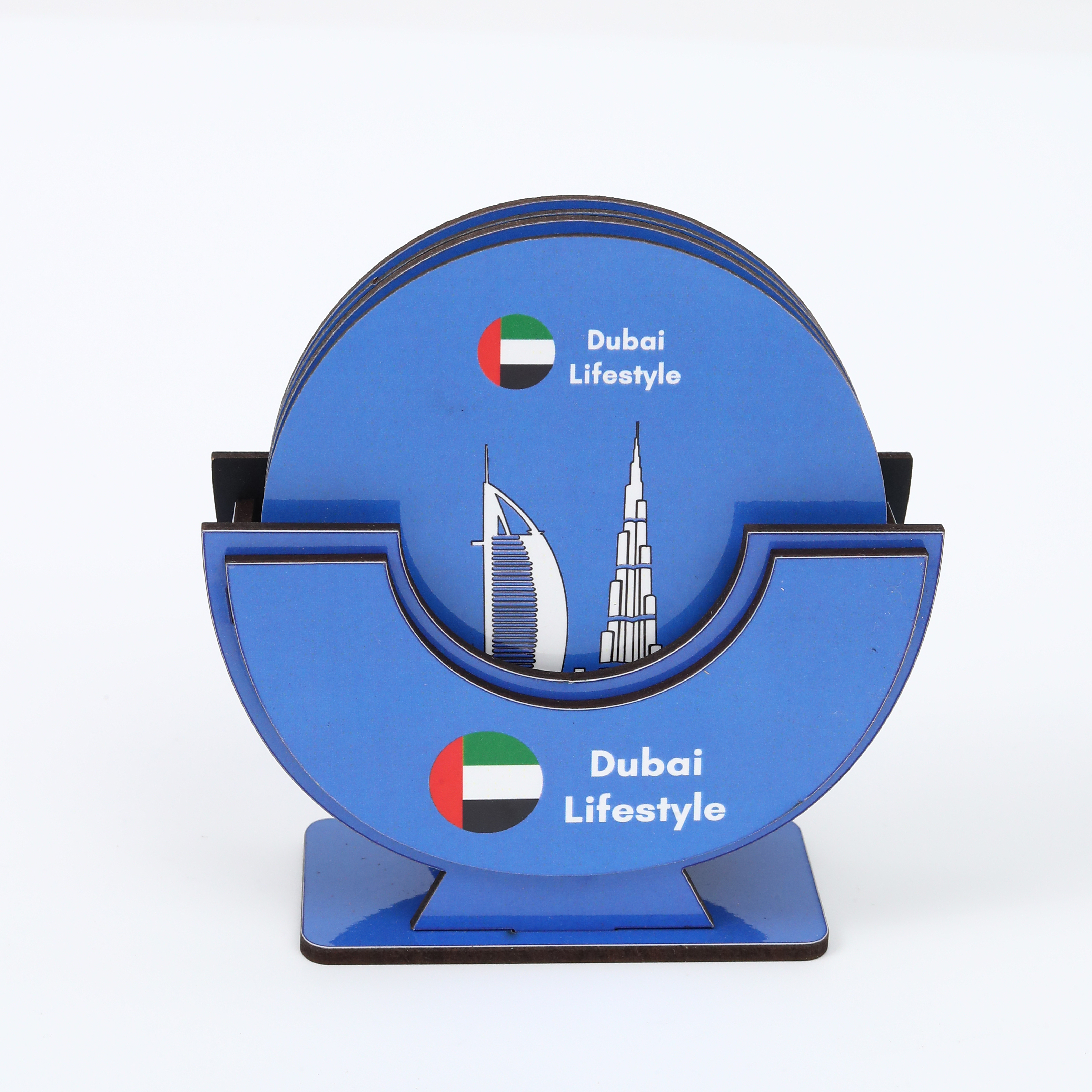 Tea Coaster - 4 Pcs with Holder (Dubai Lifestyle)