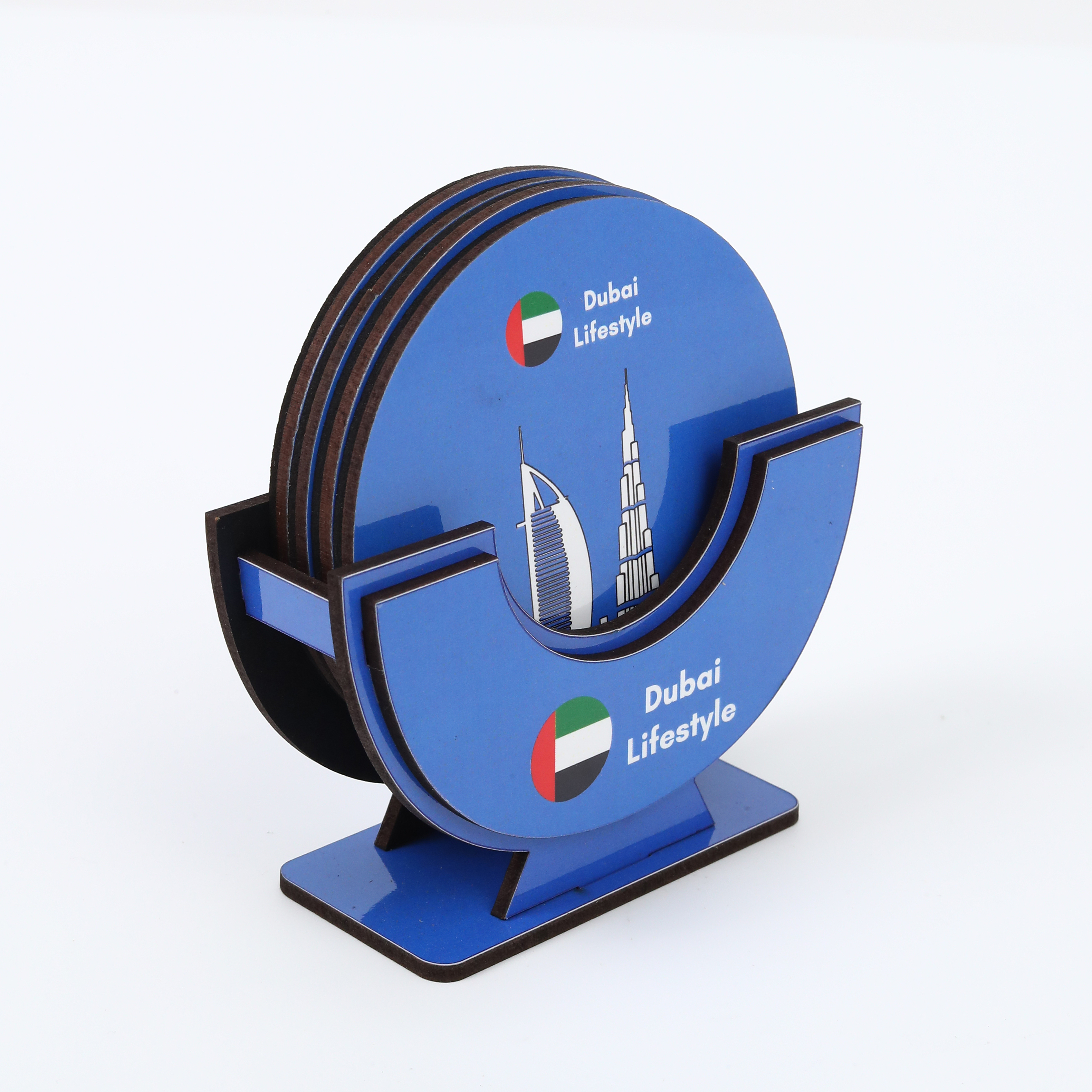 Tea Coaster - 4 Pcs with Holder (Dubai Lifestyle) - 2