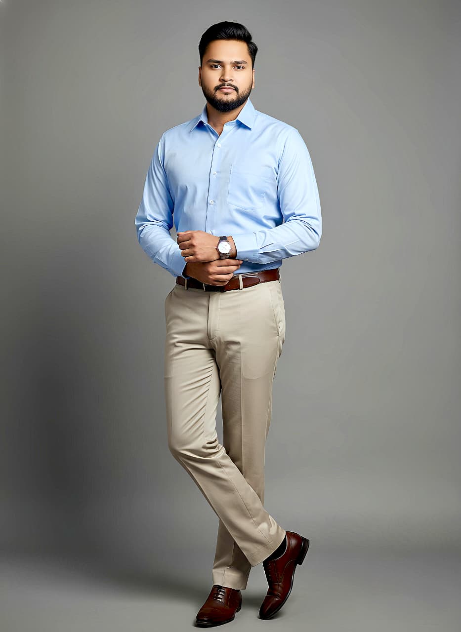 Anti Stain Formal Shirts by Mafatlal (Surf Blue) - 2