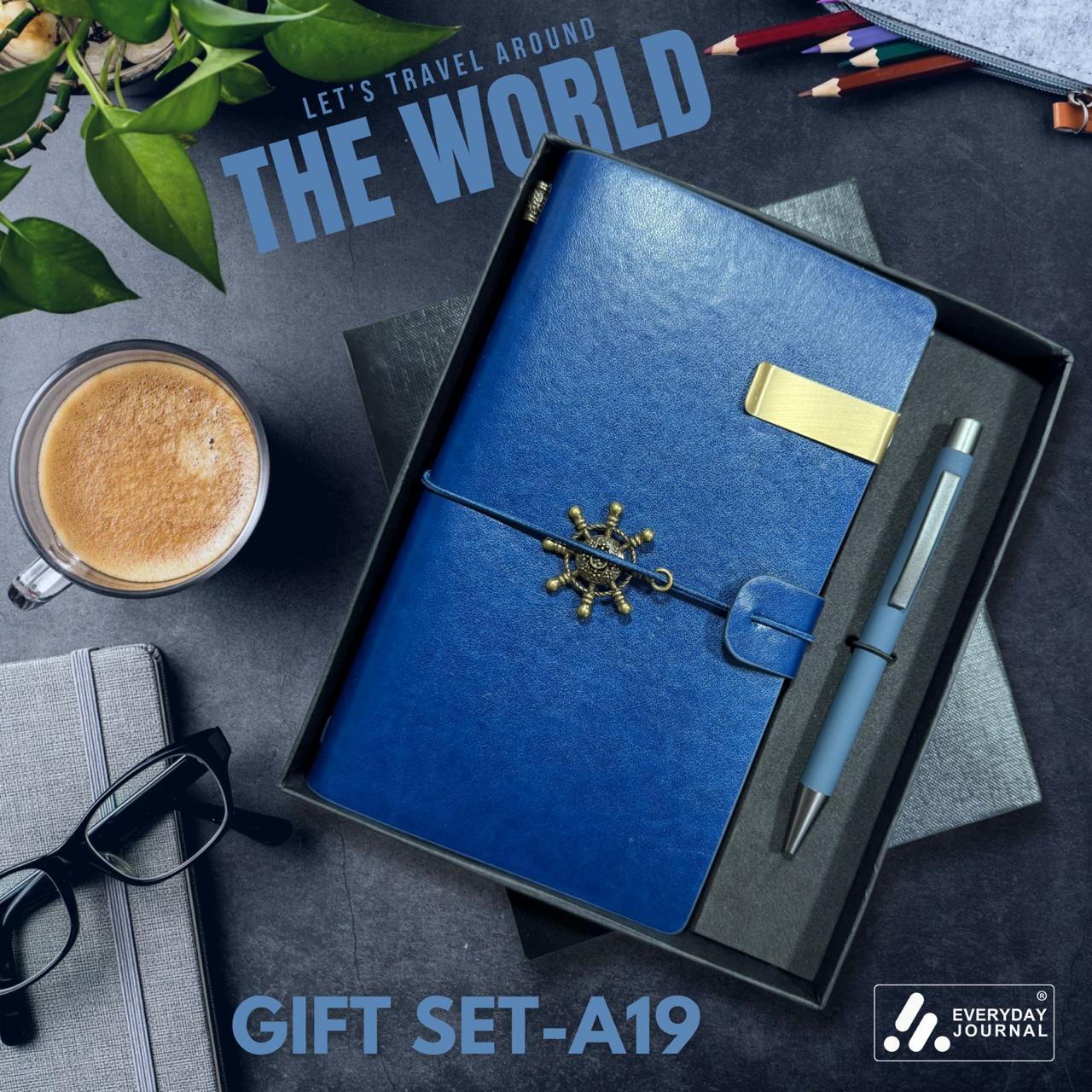 Gift Set A19 : Travel Diary & Pen (Navy Blue)