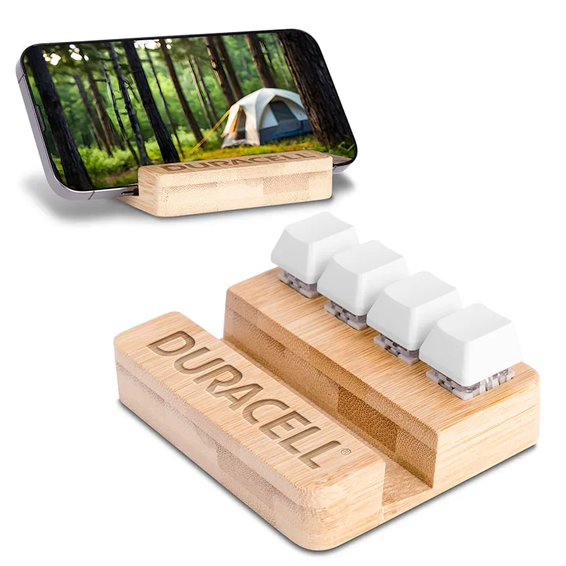 Bamboo Stress Buster Keys with Mobile Holder (White) - 3