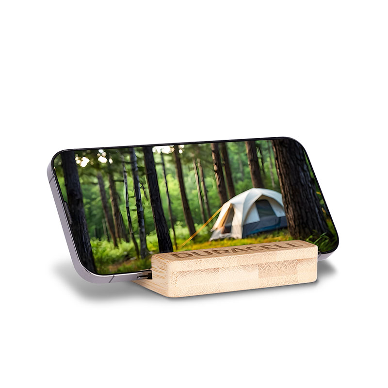 Bamboo Stress Buster Keys with Mobile Holder (White) - 4