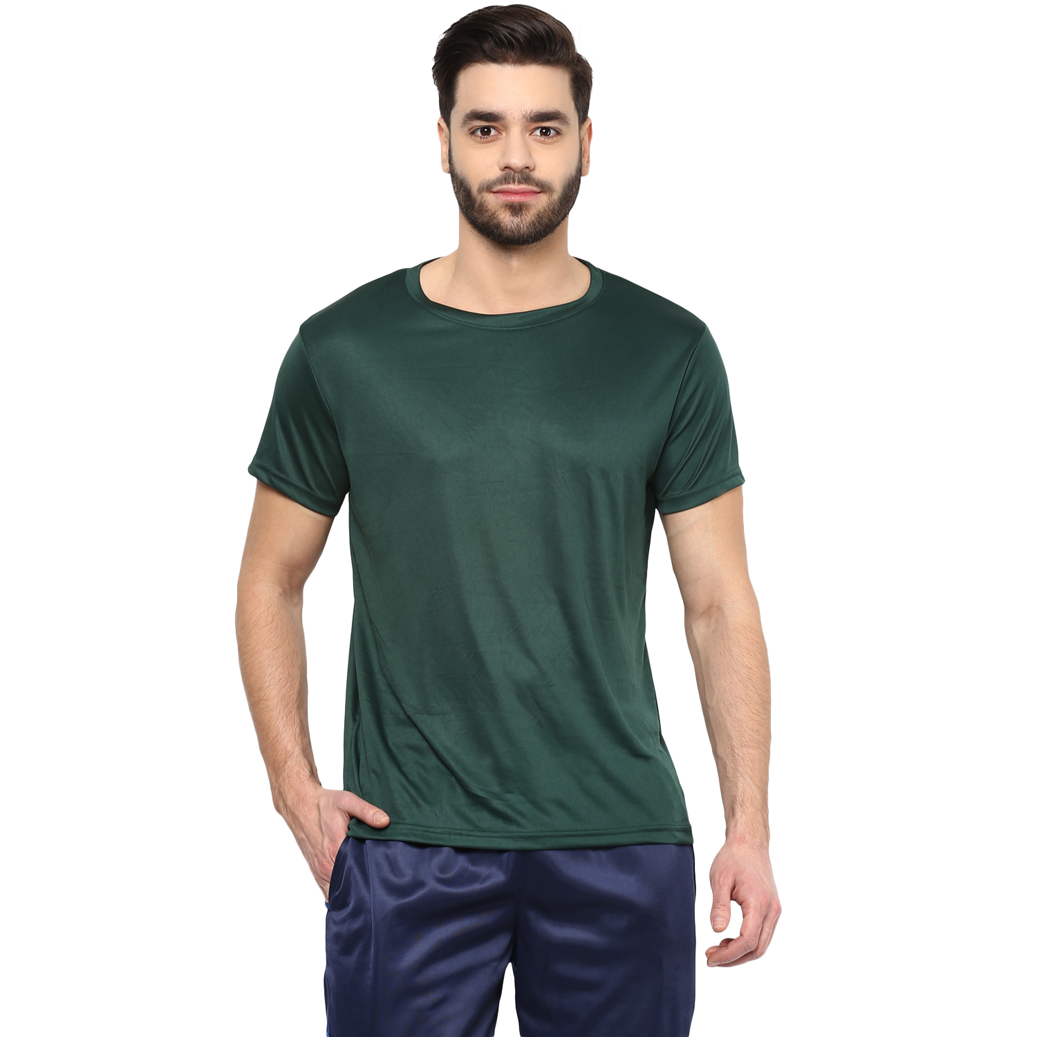 T-Shirts / Round Neck / Micro Polyester / Dark Green