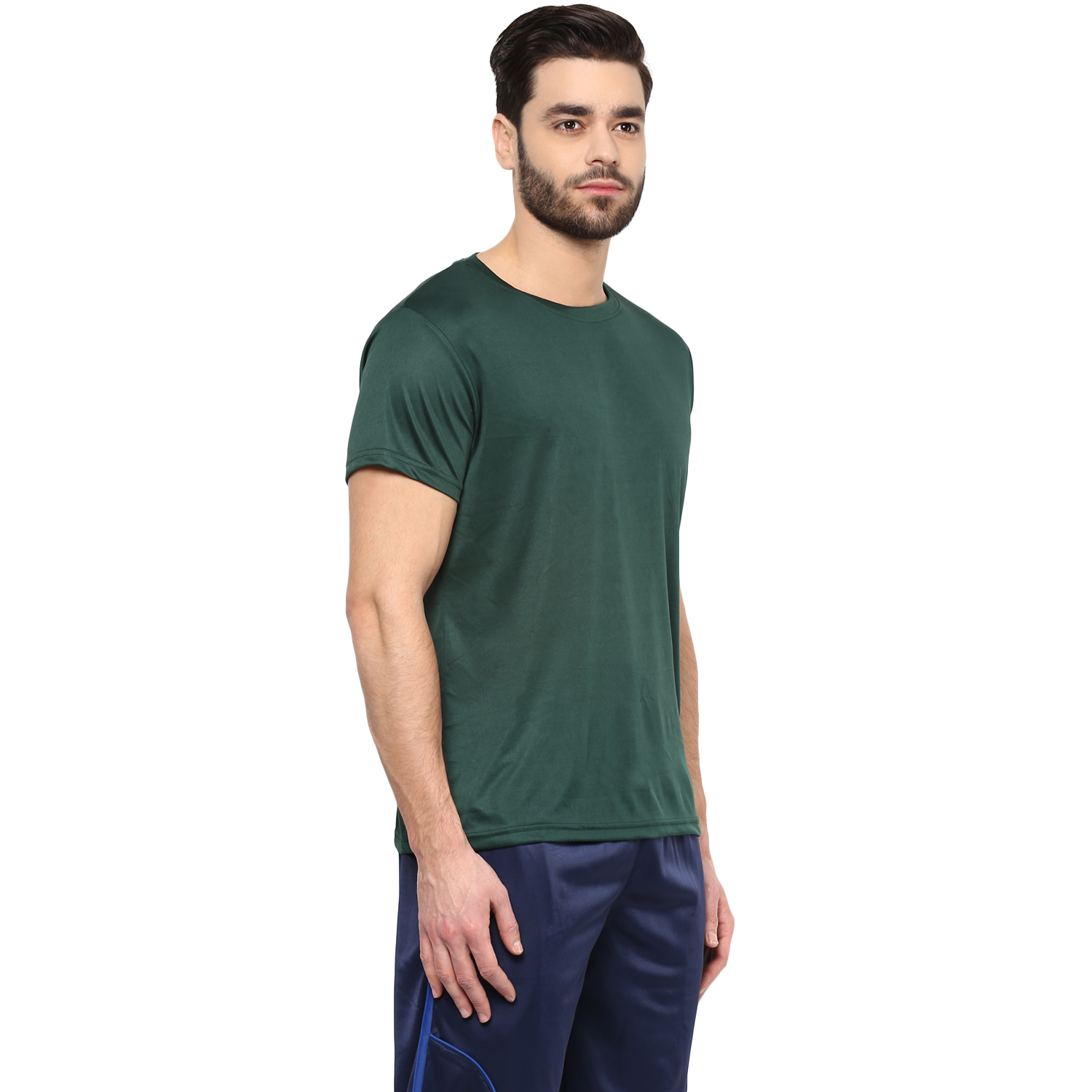 T-Shirts / Round Neck / Micro Polyester / Dark Green - 4