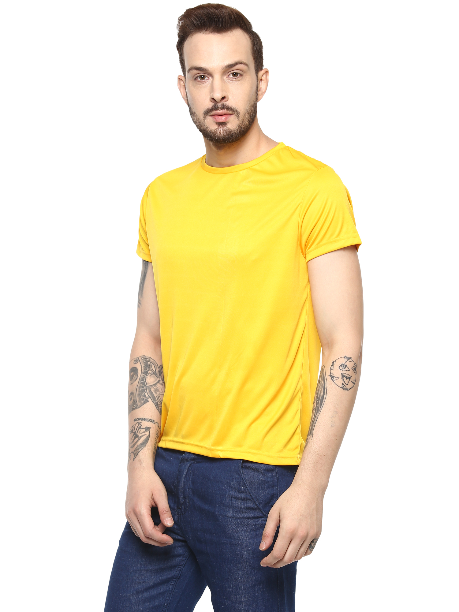 T-Shirts / Round Neck / Micro Polyester / Golden Yellow - 2