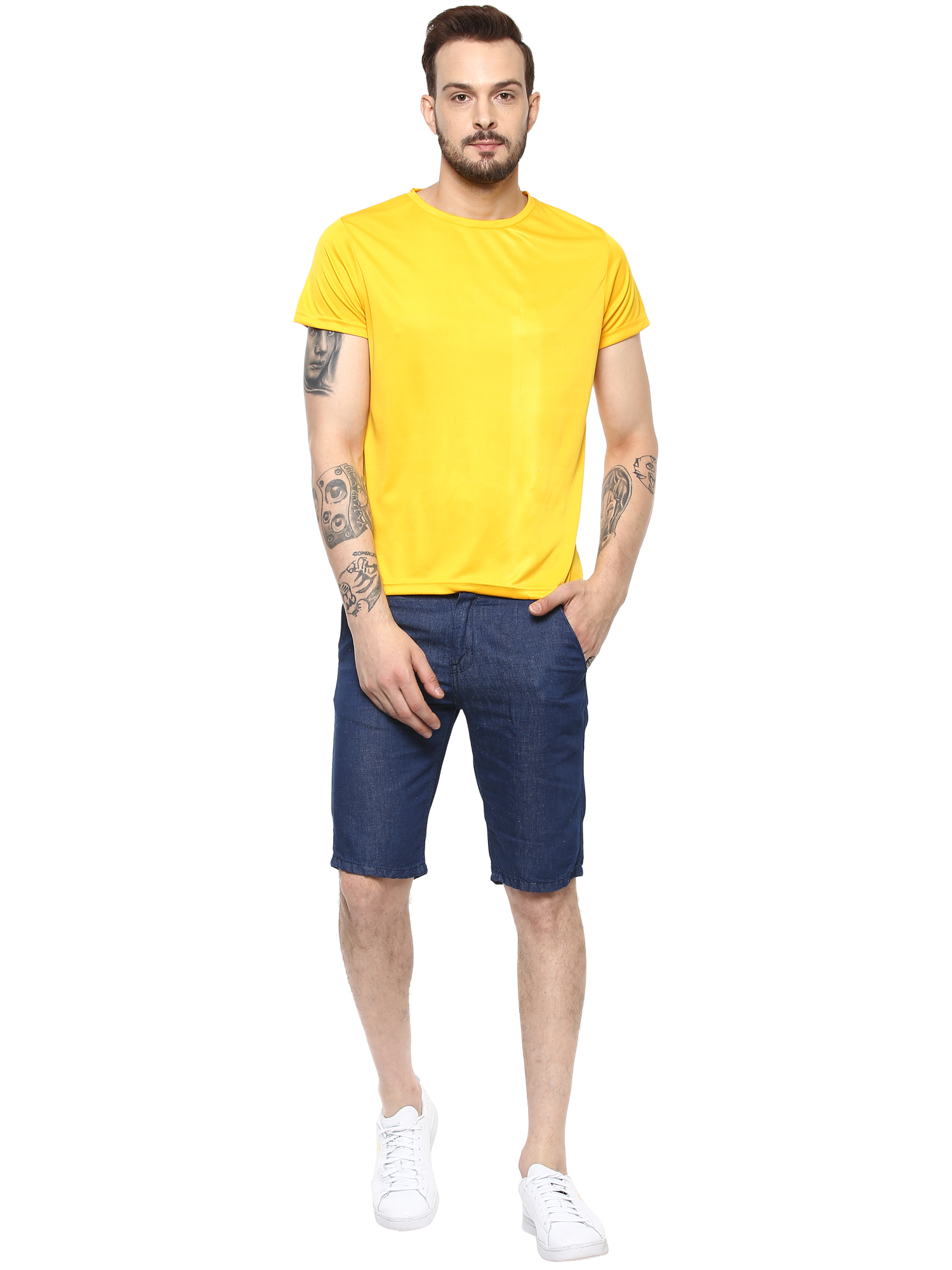 T-Shirts / Round Neck / Micro Polyester / Golden Yellow - 5