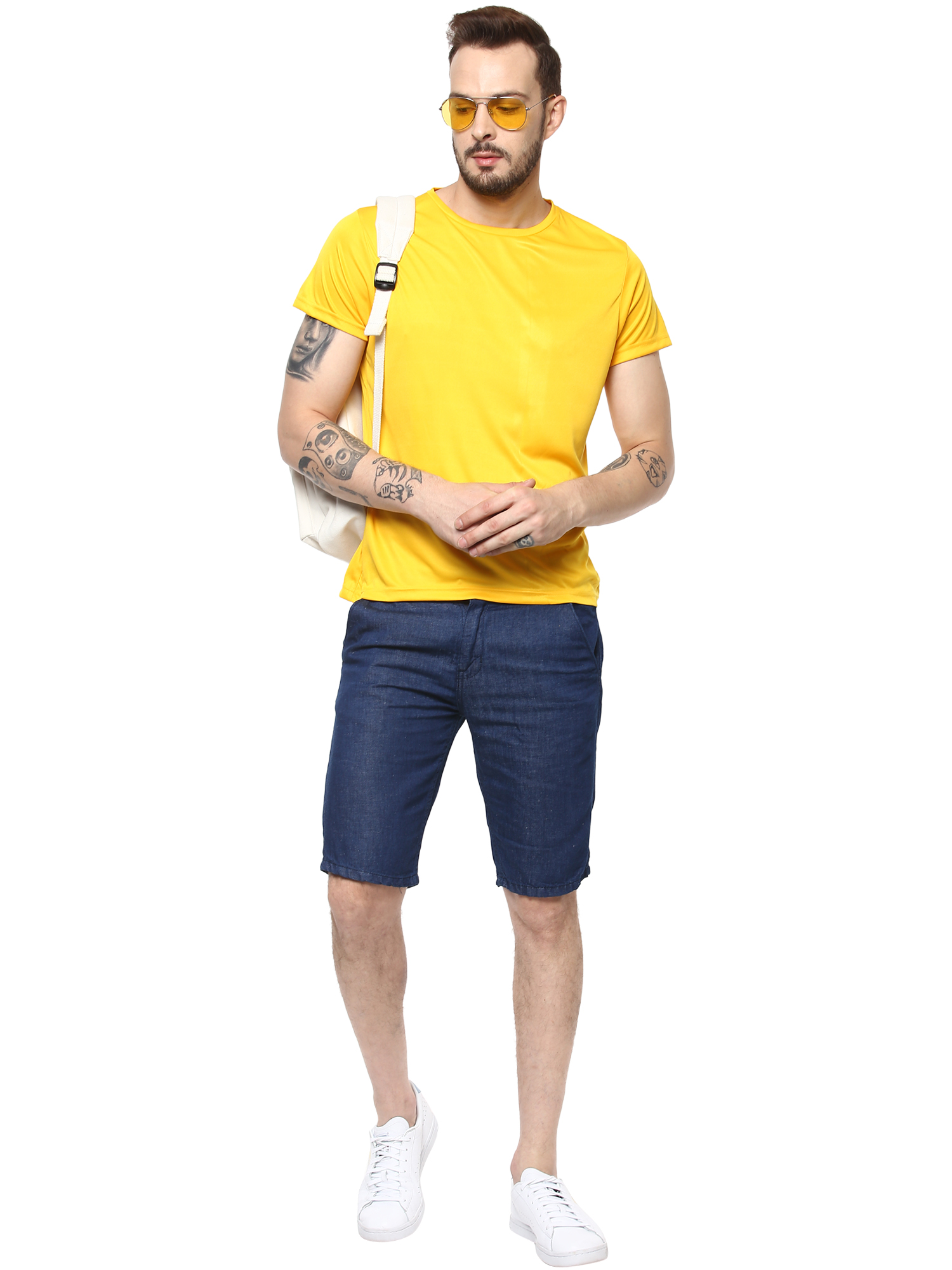 T-Shirts / Round Neck / Micro Polyester / Golden Yellow - 8