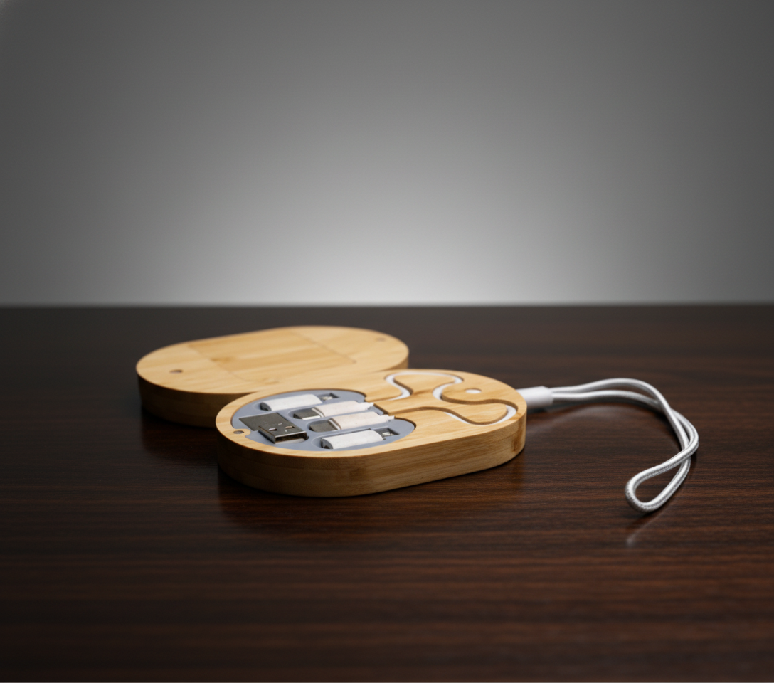6 in 1 Bamboo Wireless Charging Cable Set - 4