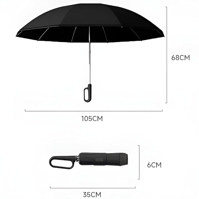 2 Fold Ring Buckle Umbrella - 24 Inch (Black) - 2