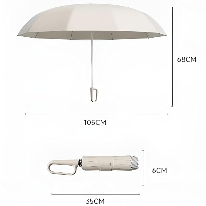 2 Fold Ring Buckle Umbrella - 24 Inch (Beige) - 3