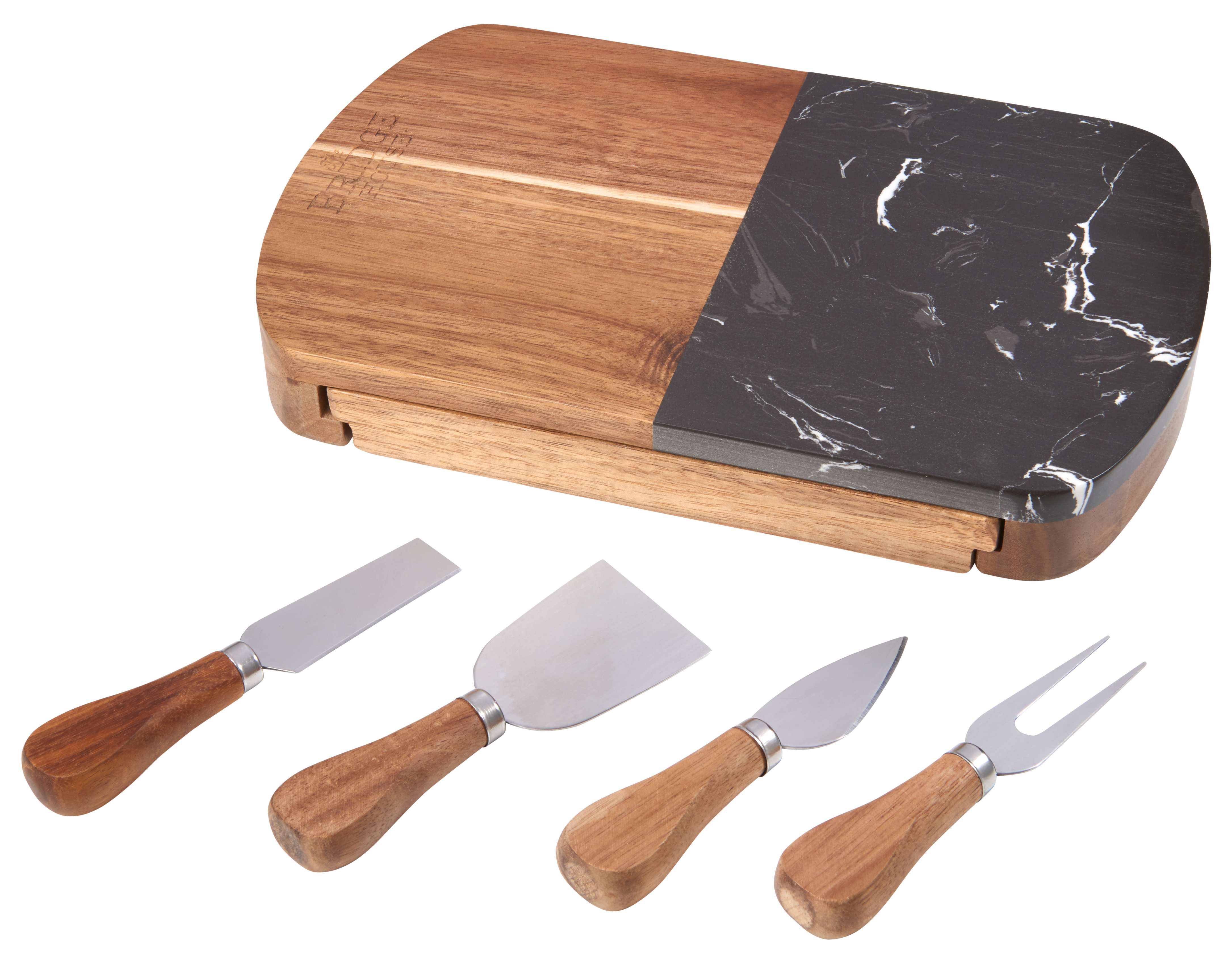 Black Marble Cheese Board Set with Knives - 3