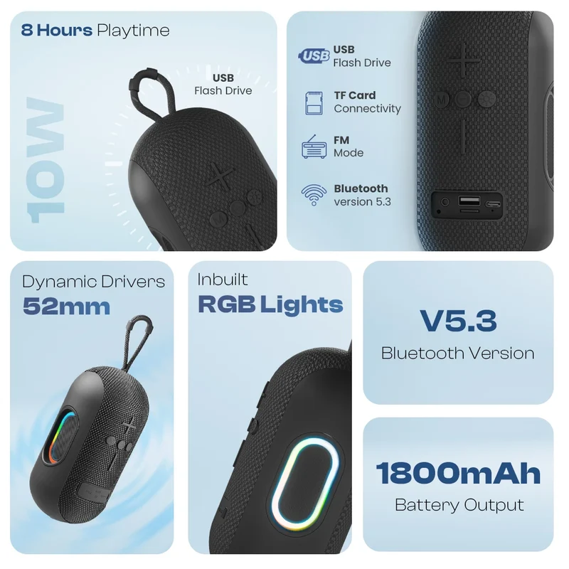 Lapcare Ozzie | 10W Portable Power | Bluetooth v5.3 | Dual Pairing via TWS Mode | Up to 8 Hours | Premium Build - 7