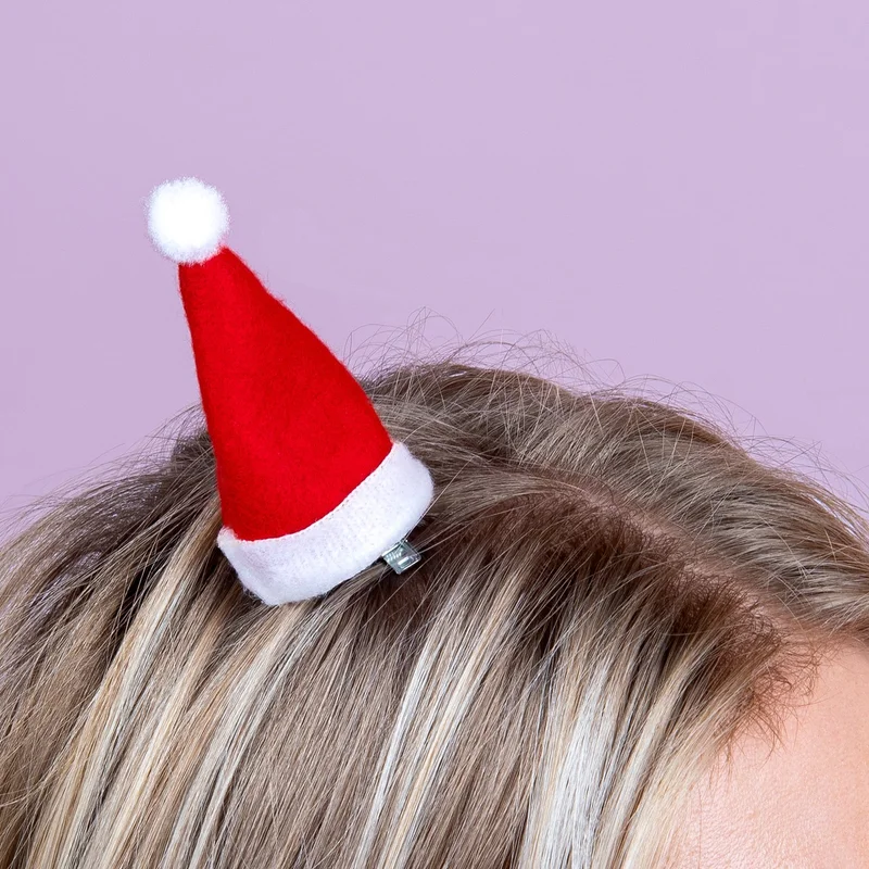 Kerstmuts Haarclip met Led