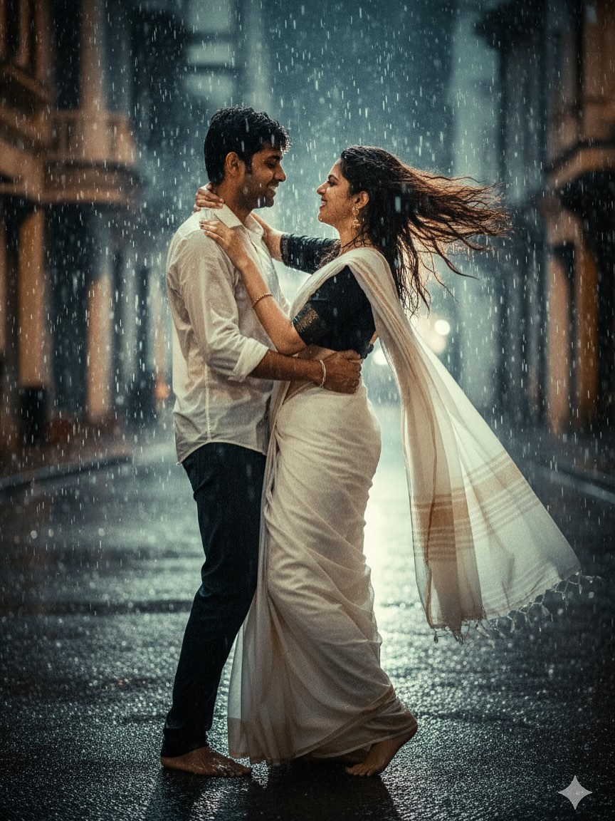 Gemini Couple in Rain Prompt