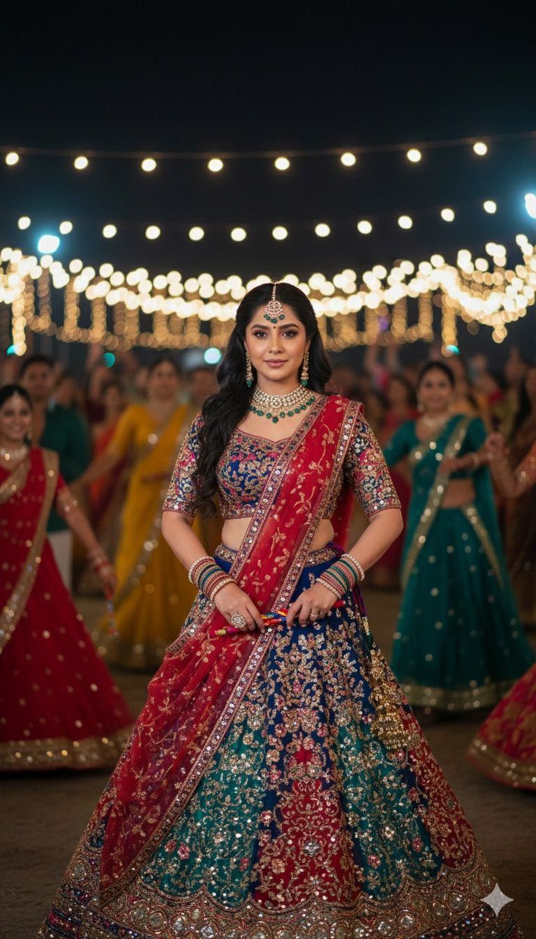 Gemini Navratri Lehenga Prompt for Girls