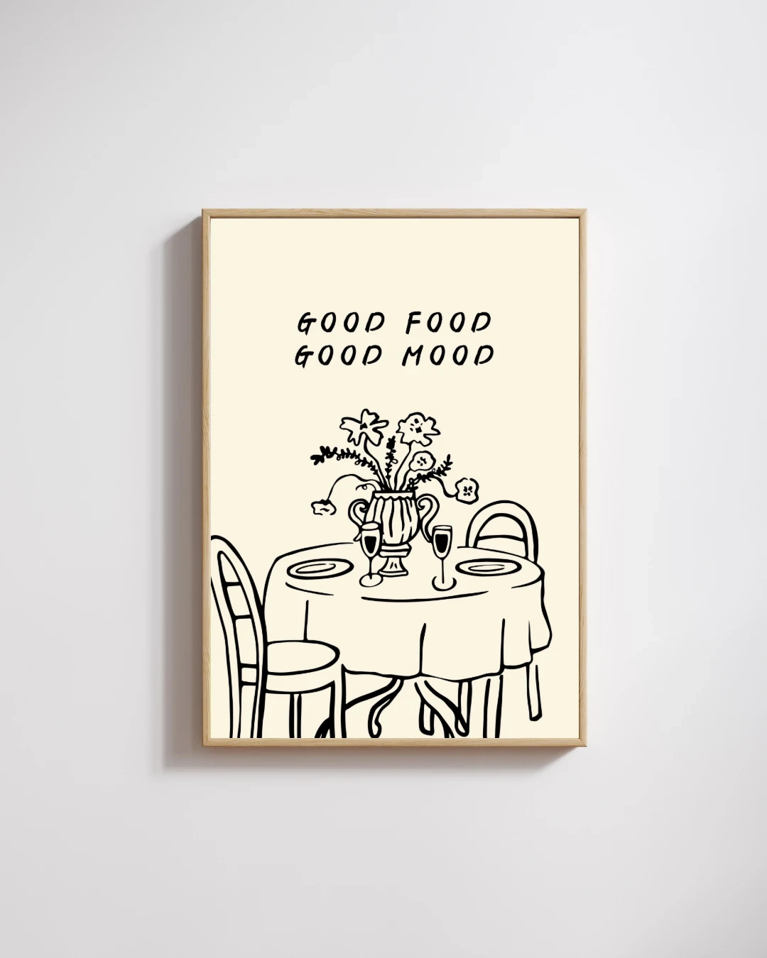 Good Food Good Mood Dinner Table Drawing