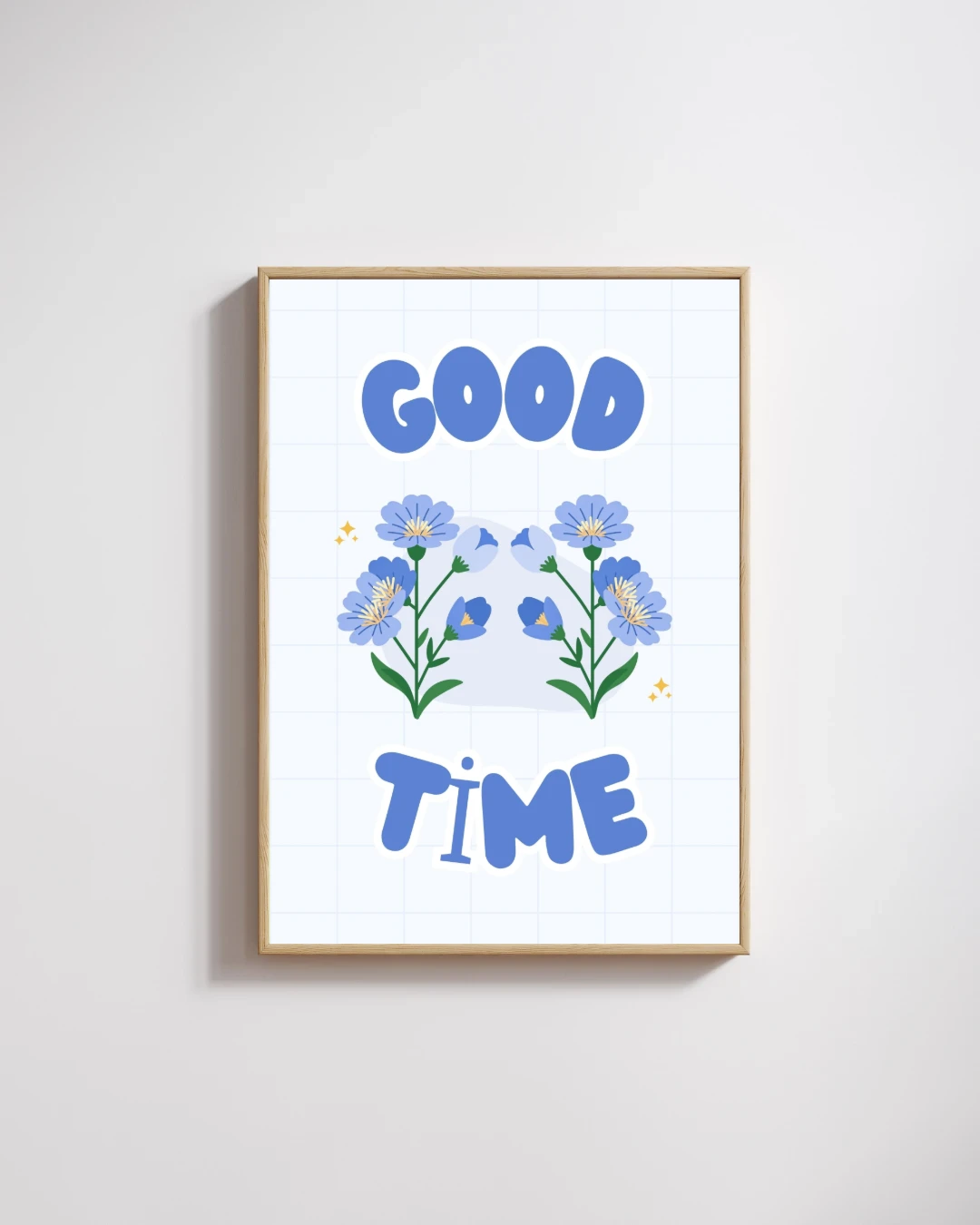 Blue Floral Good Time Typography