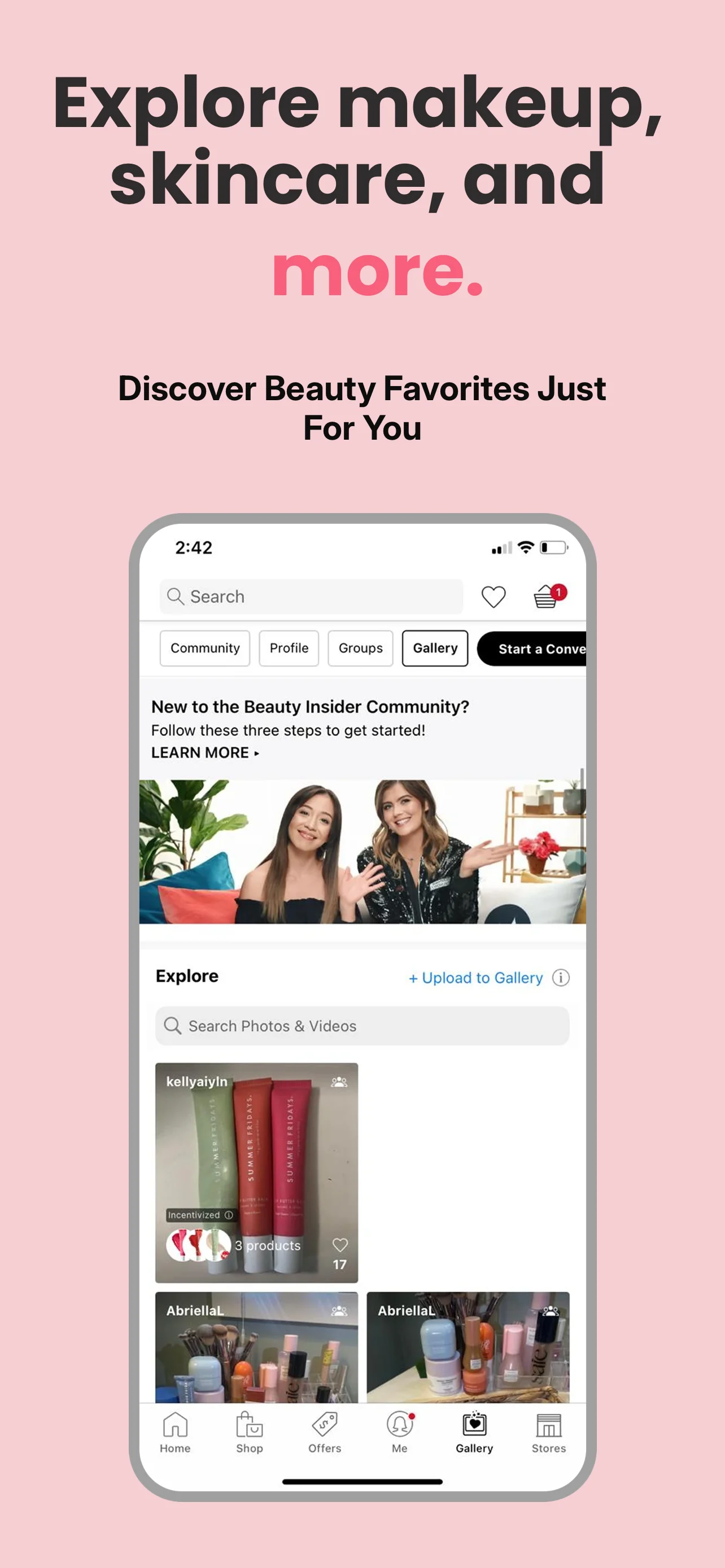 App Store screenshot template for beauty shopping app – sale items listing