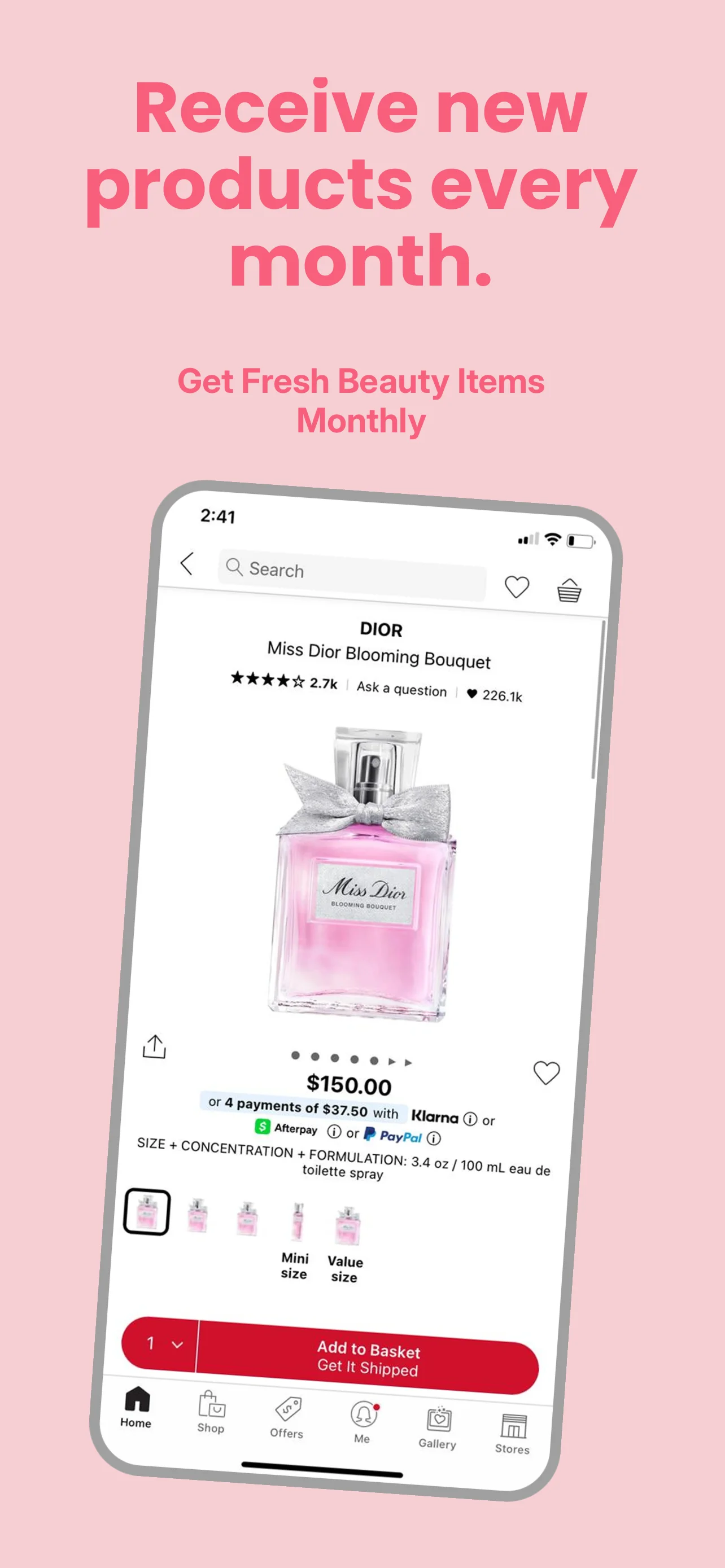 App Store screenshot template for beauty shopping app – product detail view