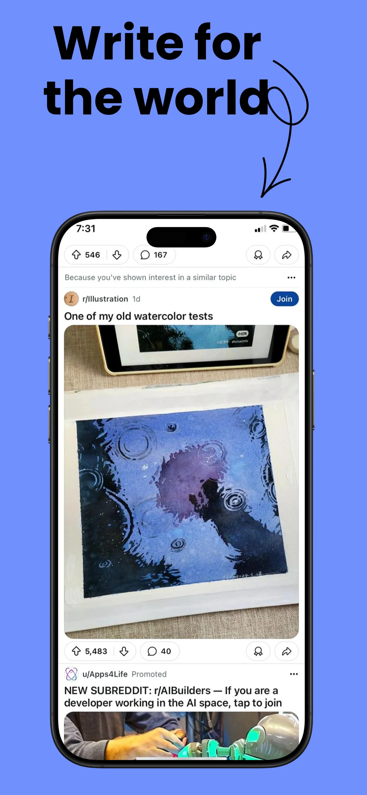 App Store screenshot template for news app – article feed with images
