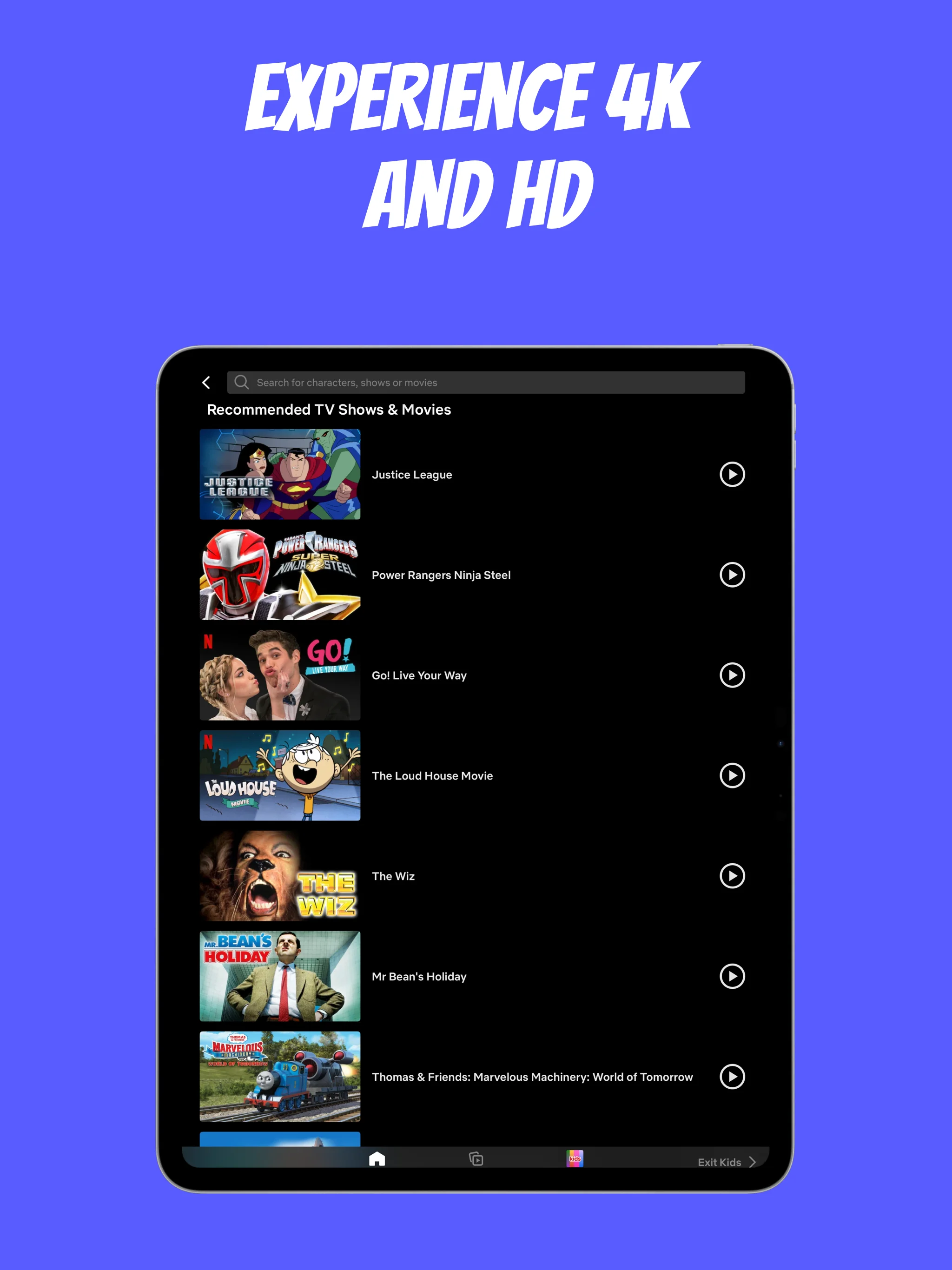App Store screenshot template for streaming app – watchlist iPad