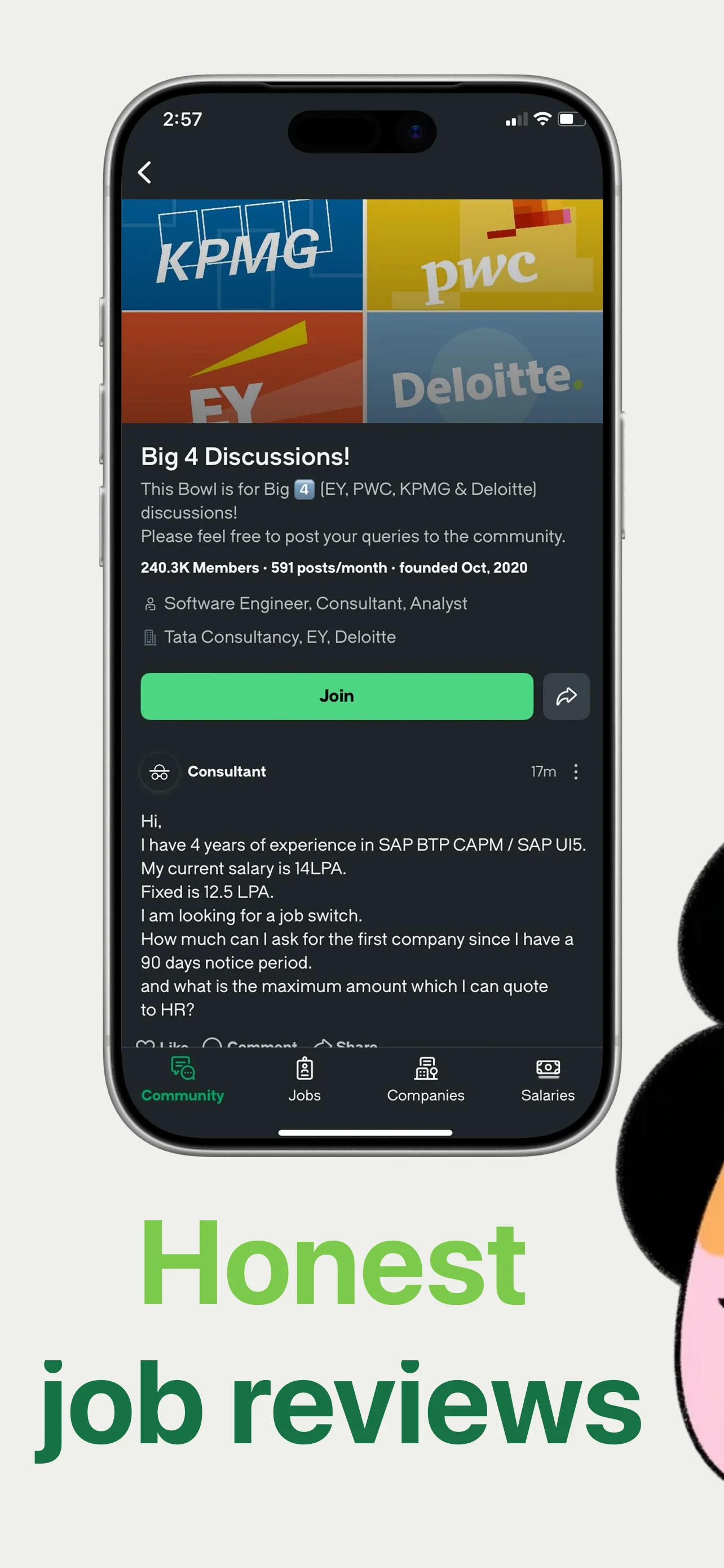 App Store screenshot template for career app – company community discussions