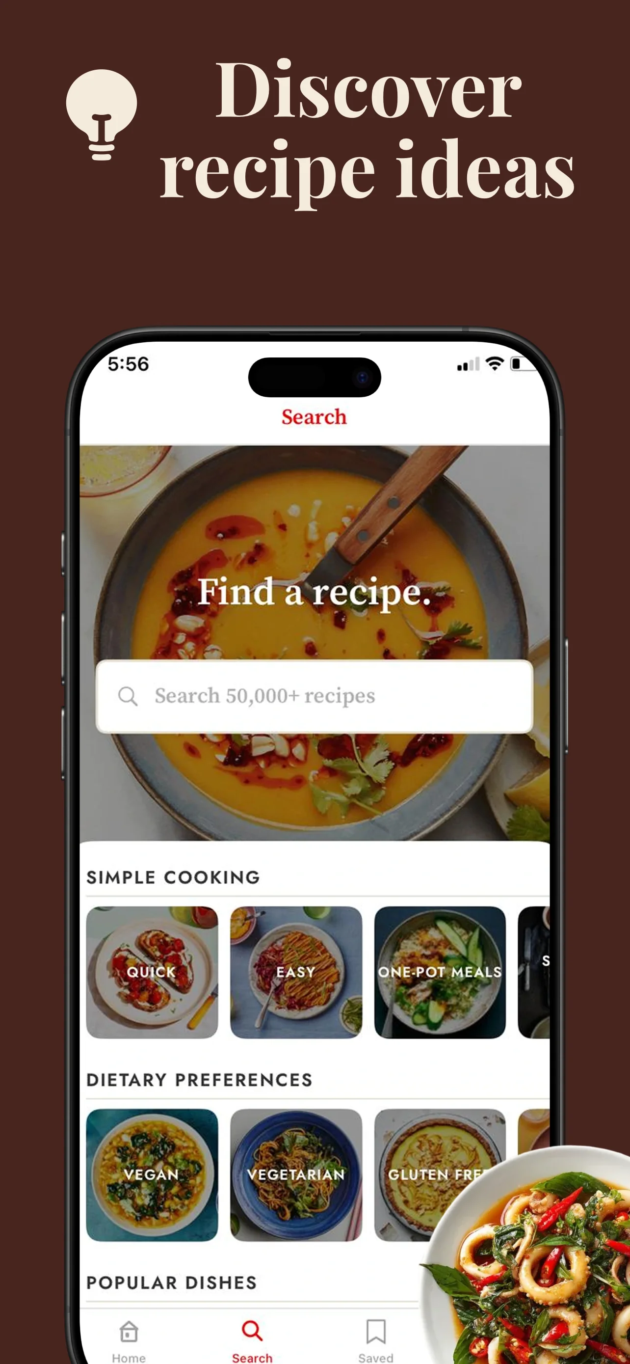 App Store screenshot template for recipe app – step by step cooking