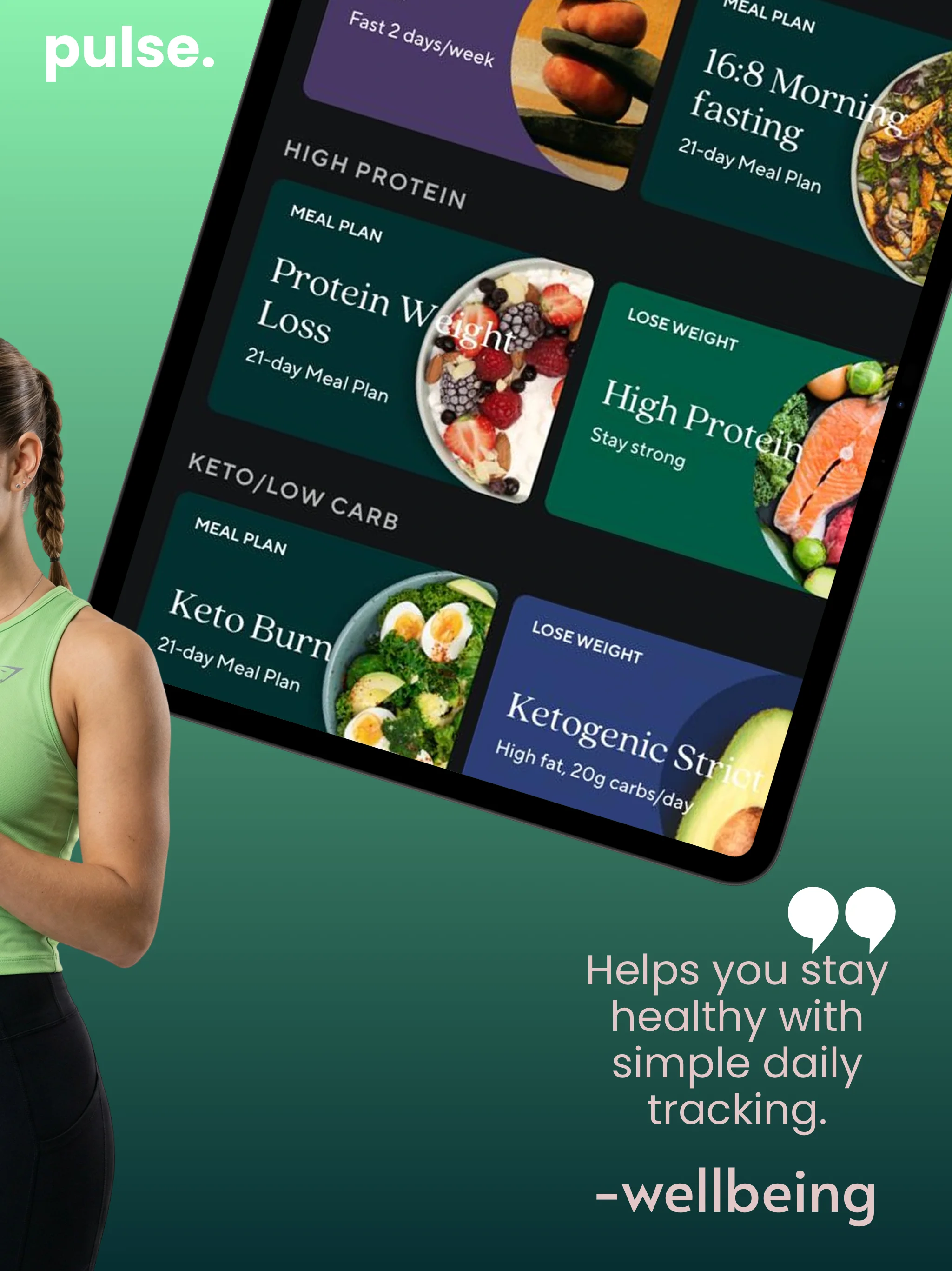 App Store screenshot template for nutrition app – meal plan library iPad