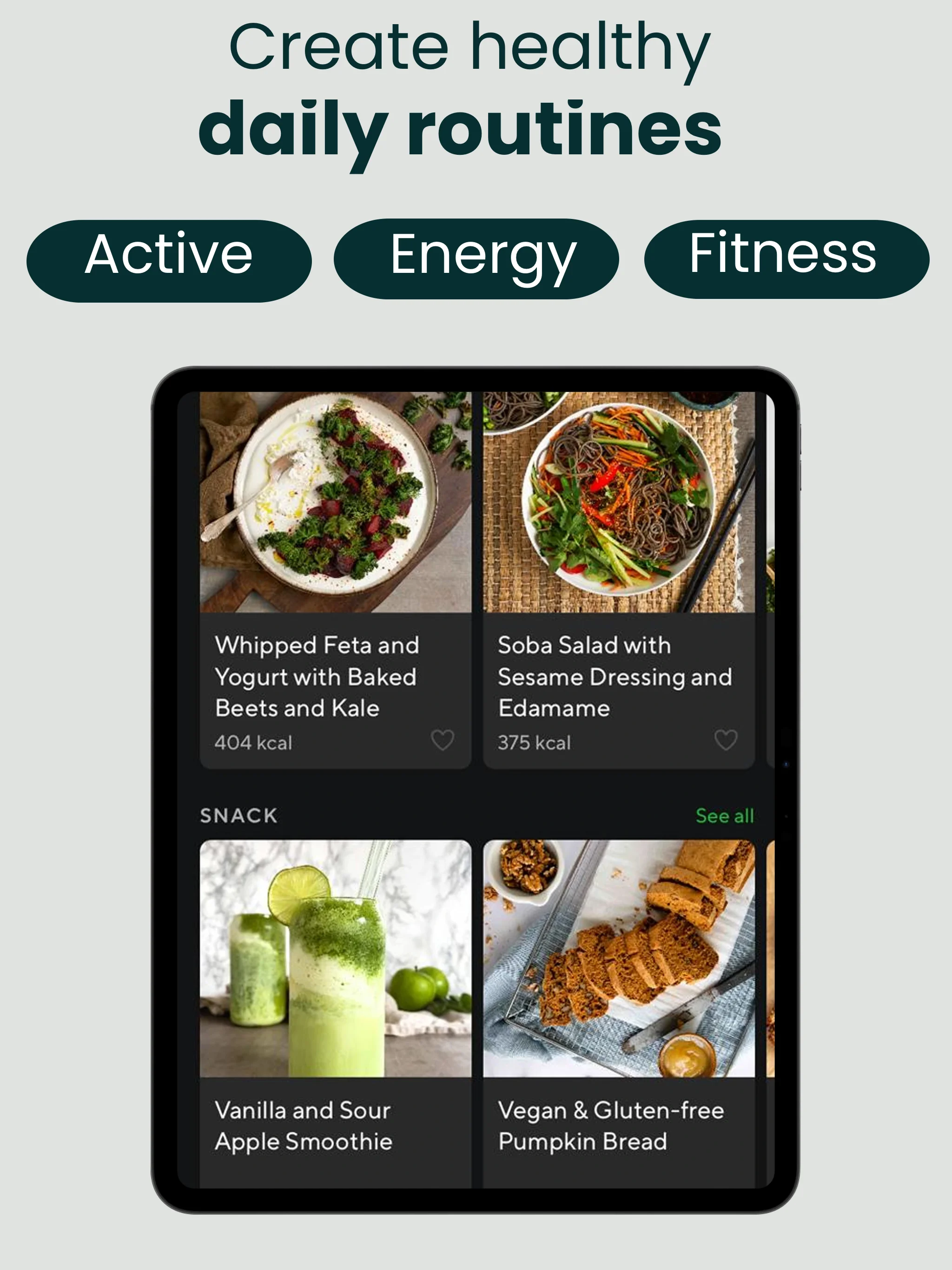 App Store screenshot template for nutrition app – take a test personalized plan iPad