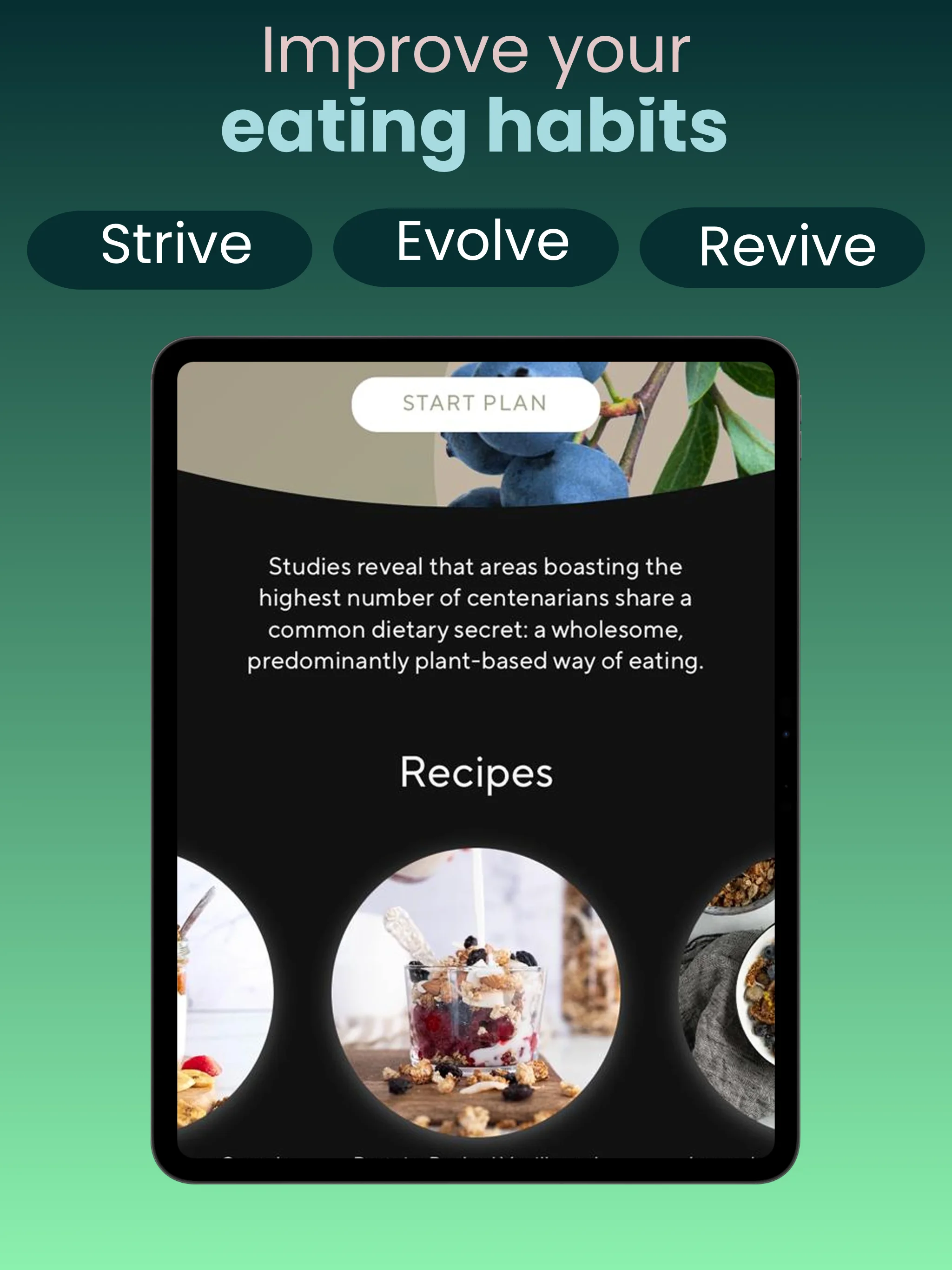 App Store screenshot template for nutrition app – tracking progress iPad