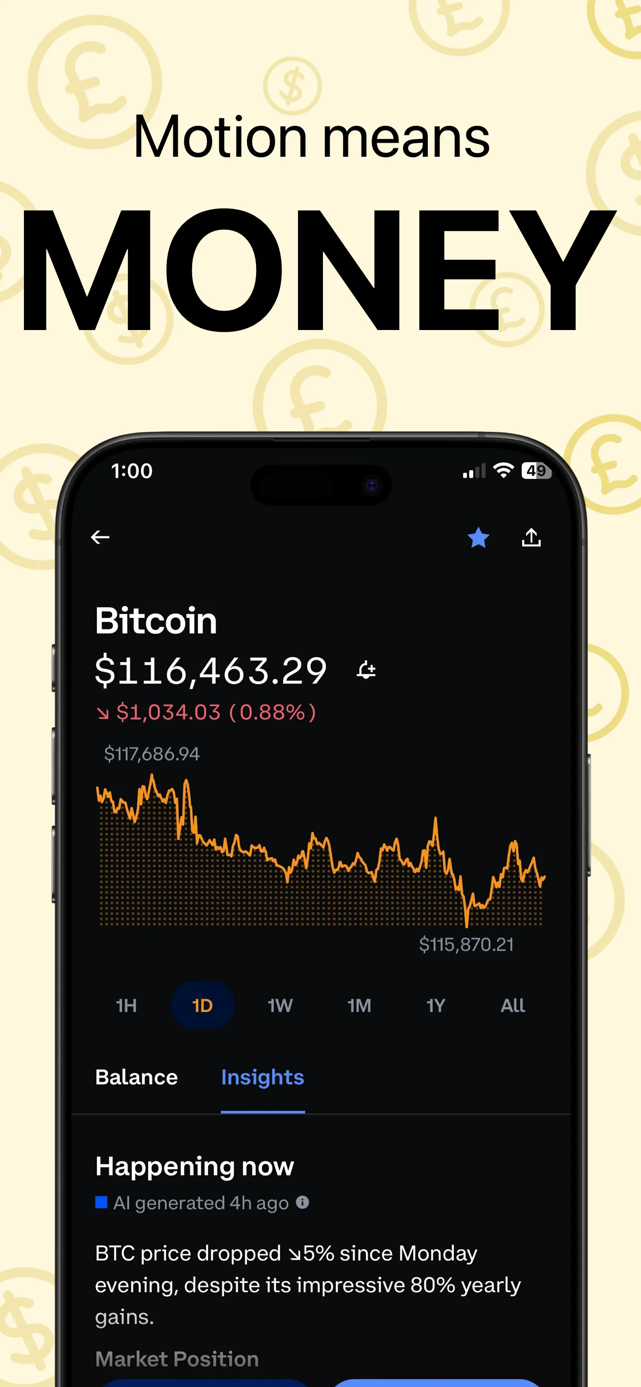 App Store screenshot template for finance app – spending overview dashboard