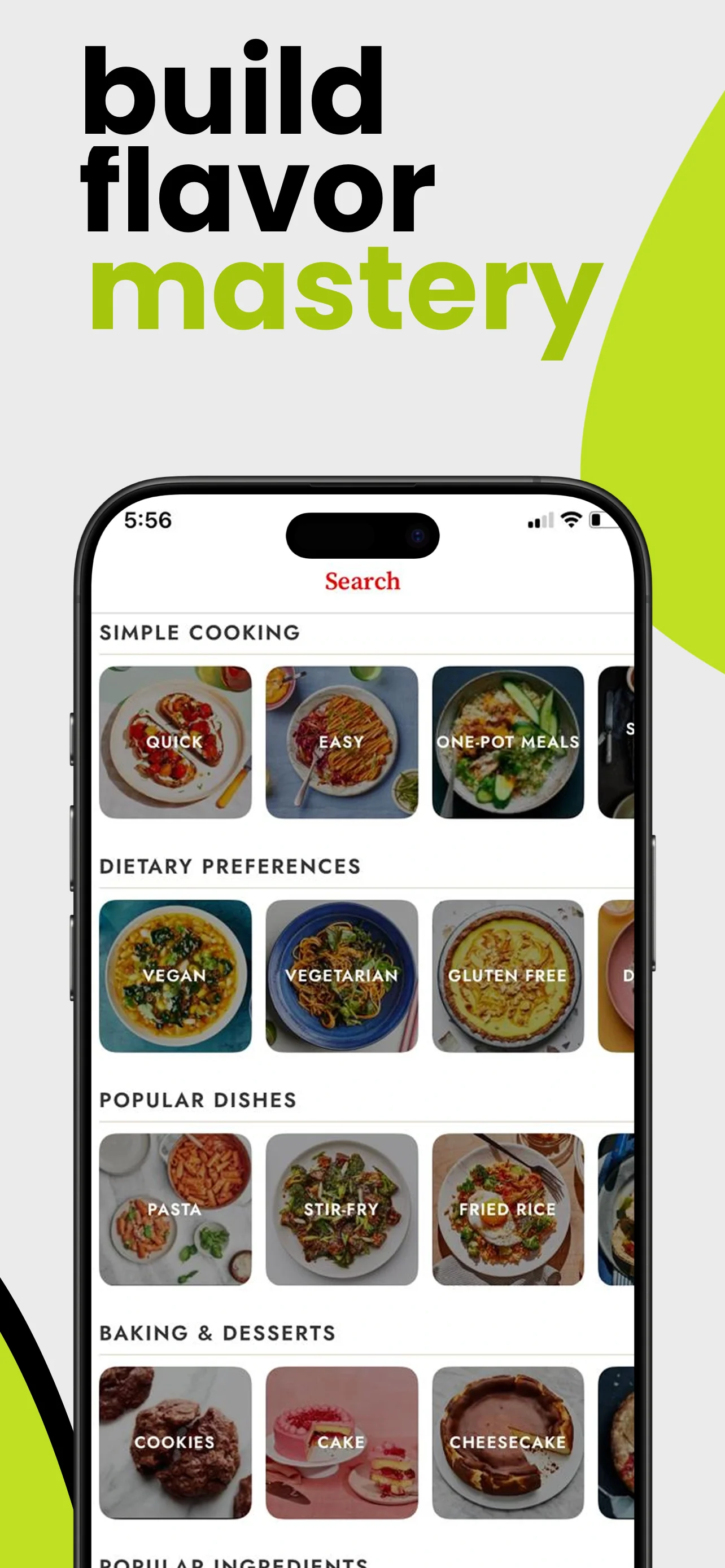 App Store screenshot template for cooking app – ingredient search