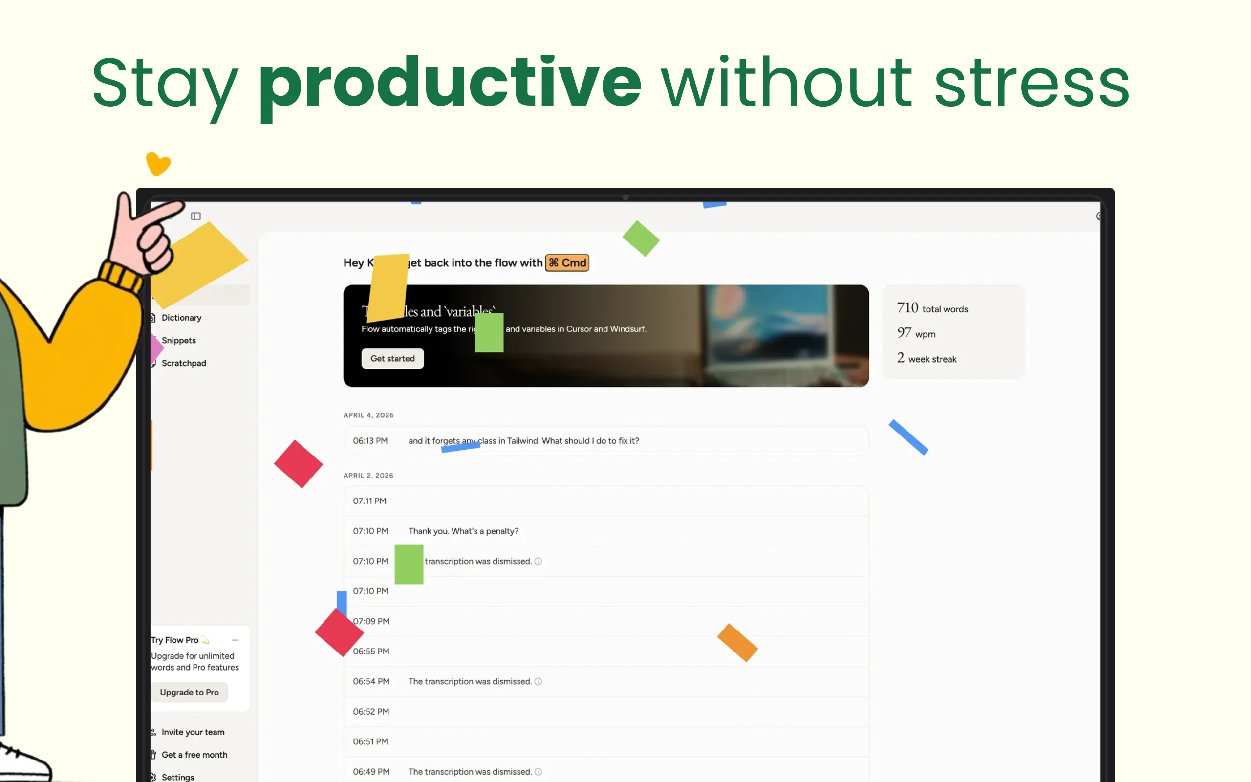 App Store screenshot template for productivity Mac app – analytics and insights