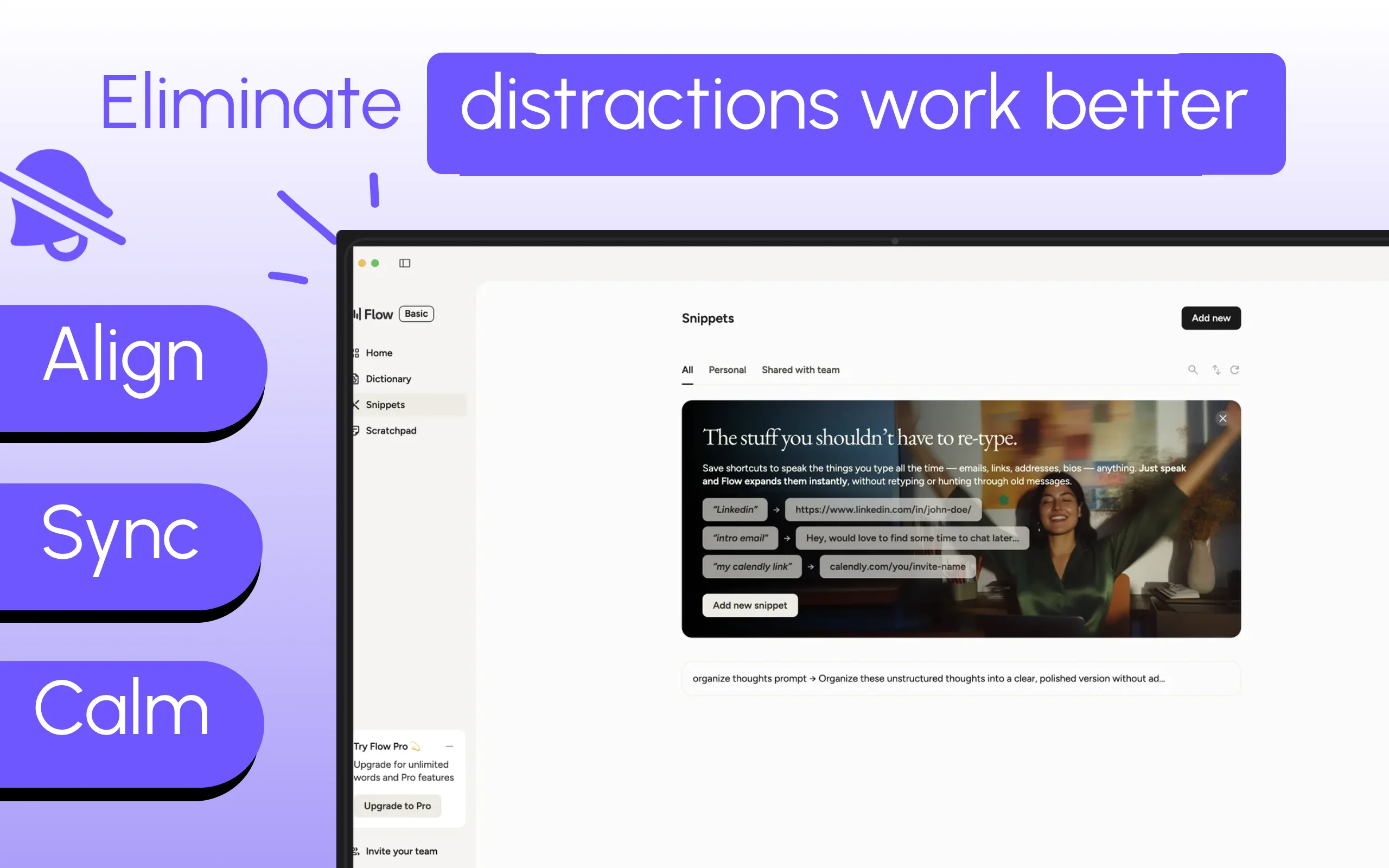 App Store screenshot template for focus Mac app – eliminate distractions work better align sync calm, MacBook Air Pro