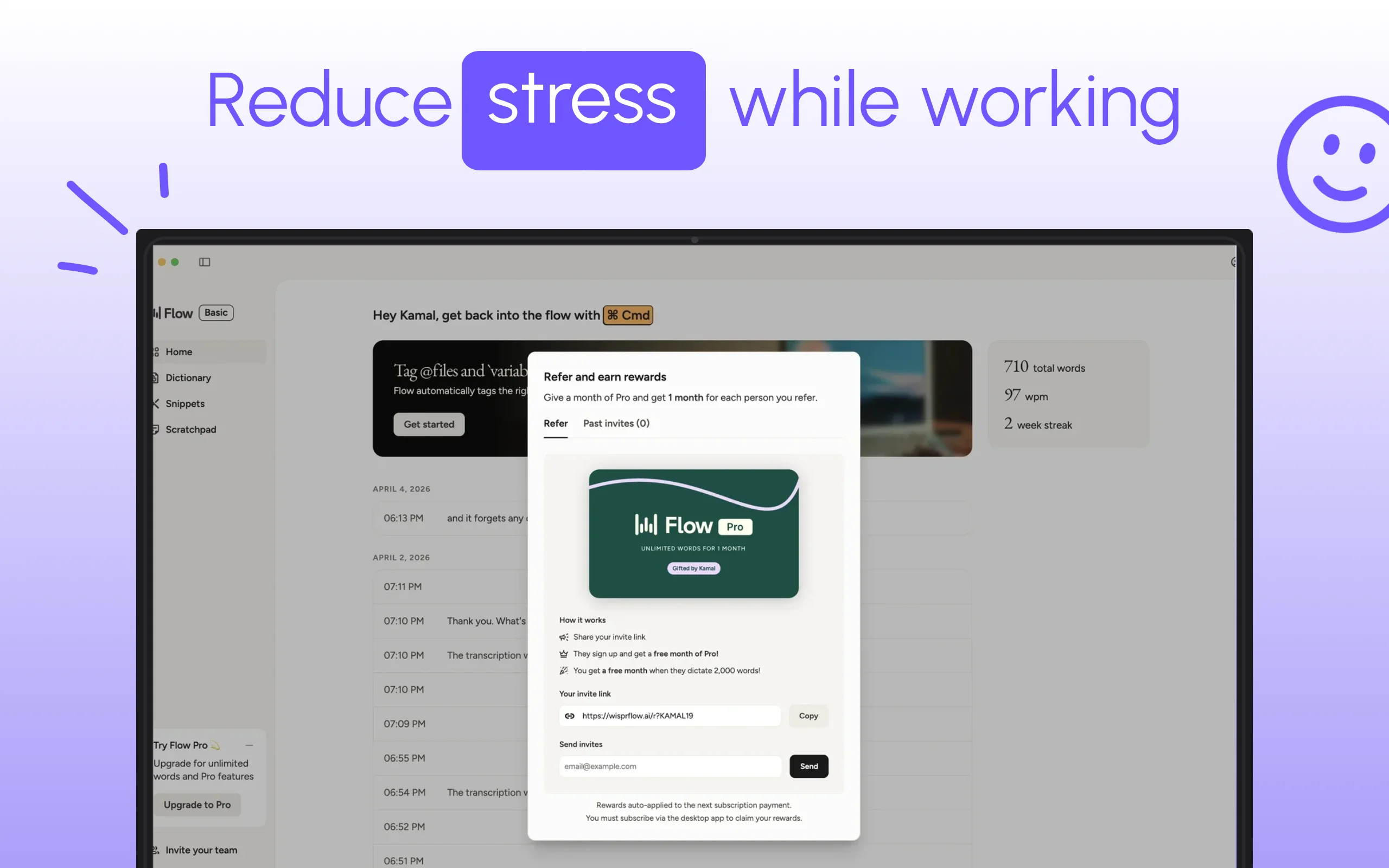 App Store screenshot template for focus Mac app – personal and team snippets
