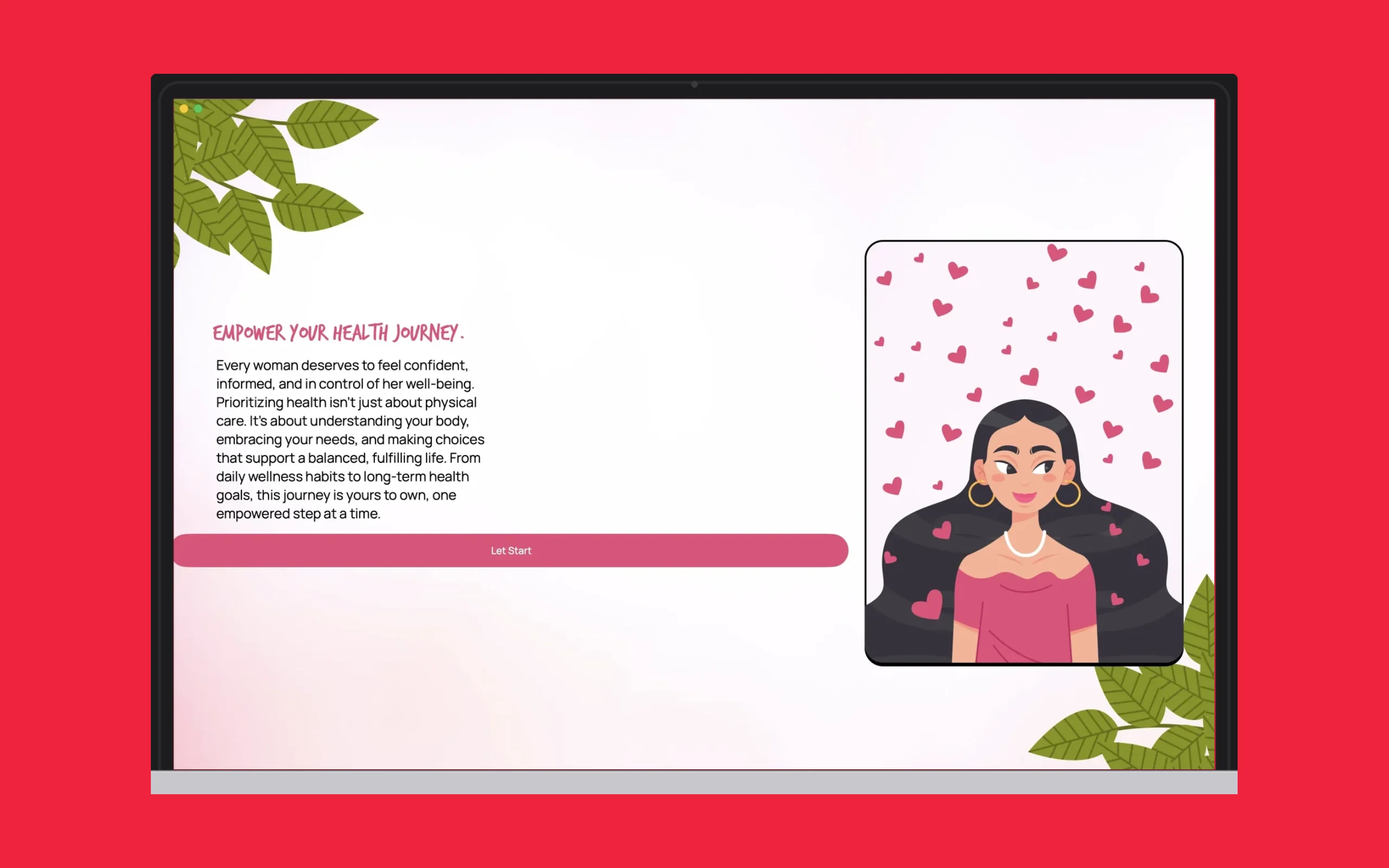 App Store screenshot template for health Mac app – welcome dashboard tracking view
