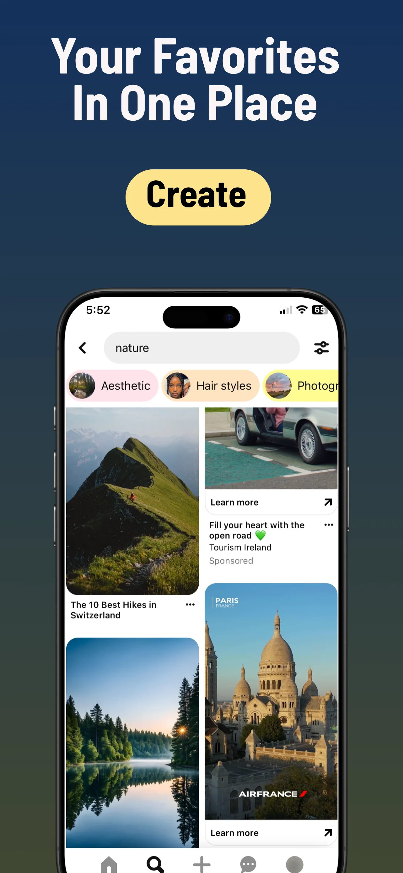 App Store screenshot template for inspiration app – discover collections feed